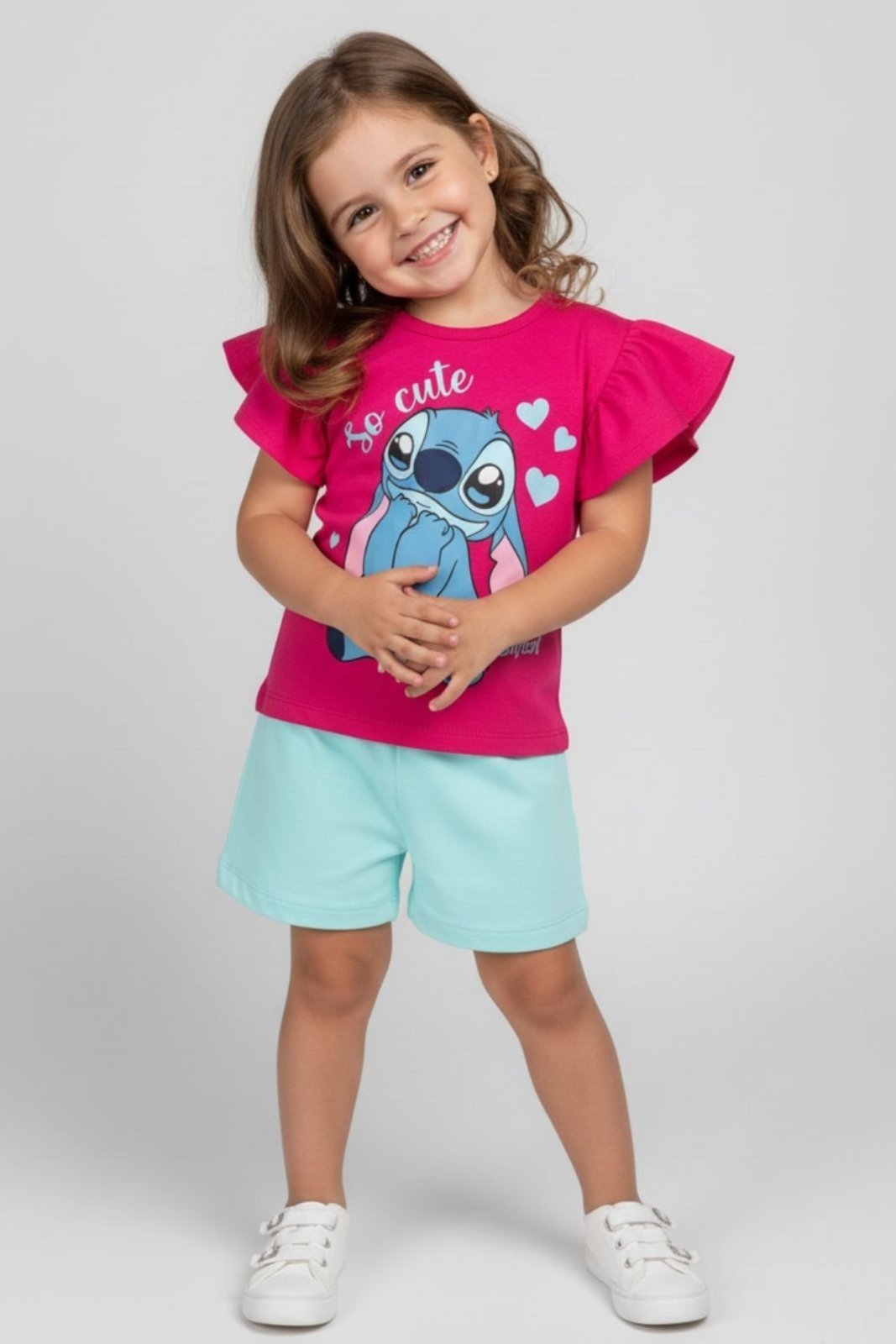 Vista 2 Infantil - Conjunto Disney Feminino Blusa e Shorts Stitch pink Disney pink
