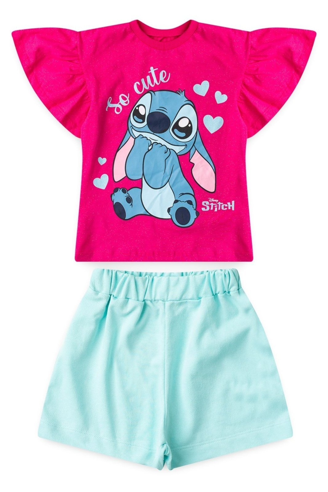 Vista 3 Infantil - Conjunto Disney Feminino Blusa e Shorts Stitch pink Disney pink