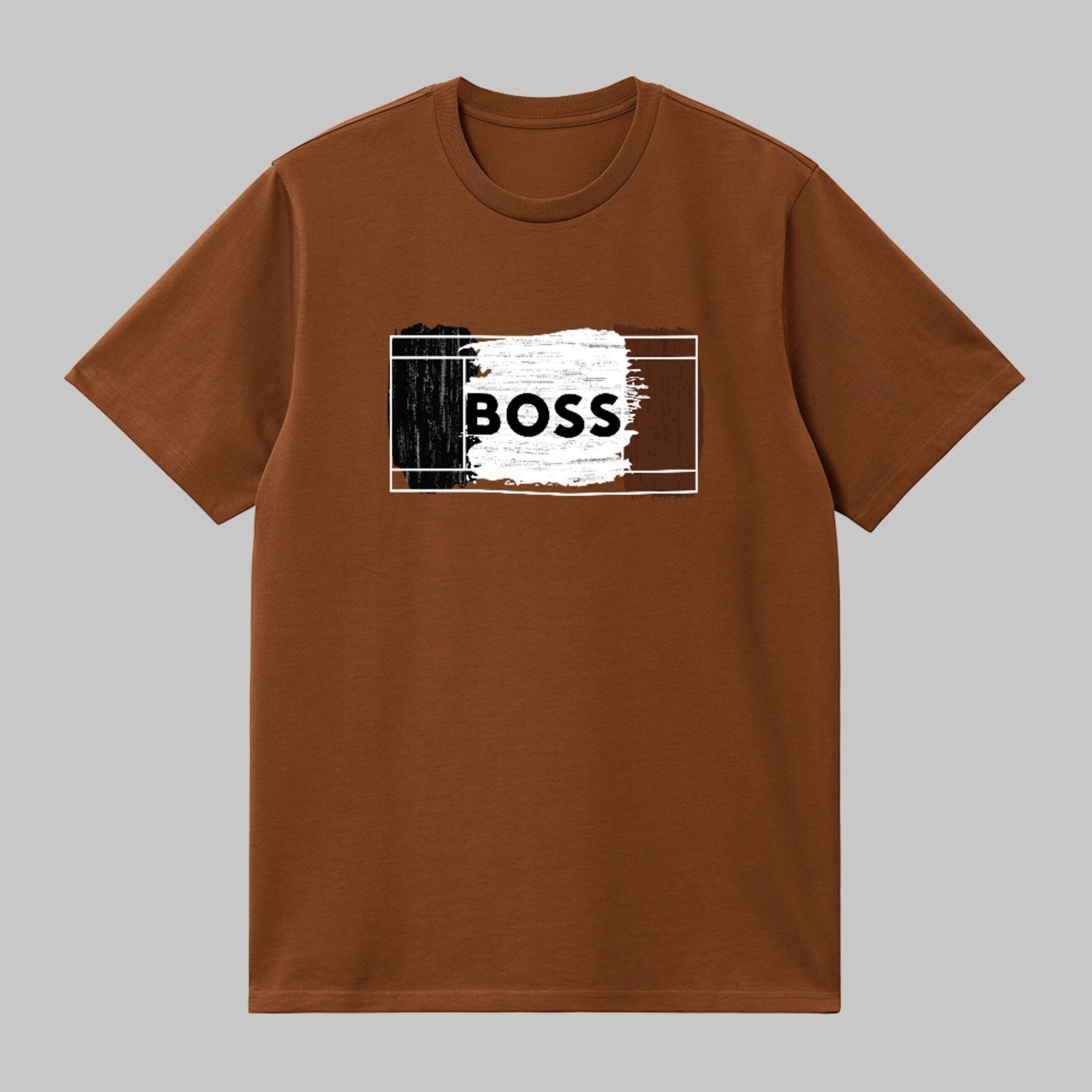 Camiseta Básica Estampa Boss Design Urbano Tricolor Fashion Marrom