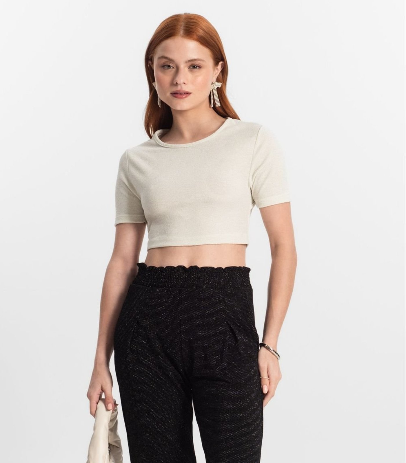Vista 2 Infantil - Blusa Juvenil Feminina Em Lurex Minty bege MINTY bege