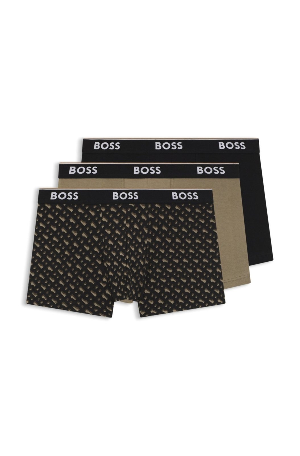 Vista 2 Pack De Três Cuecas De Algodão Elástico Boss bege Boss bege