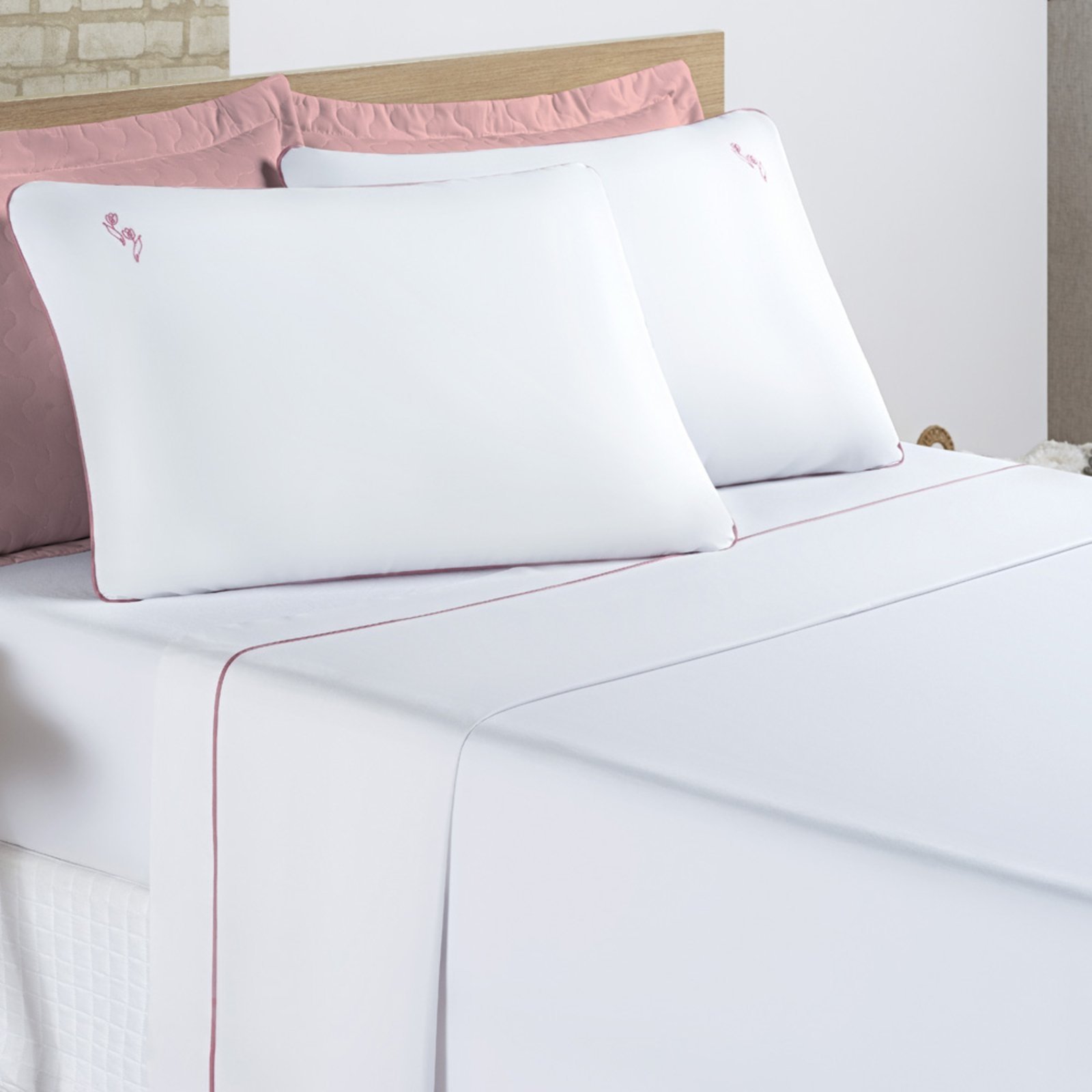 Jogo Cama Lençol Casa Scarpa Diana King Percal 200 Fios Algodão 4 Peças - Branco