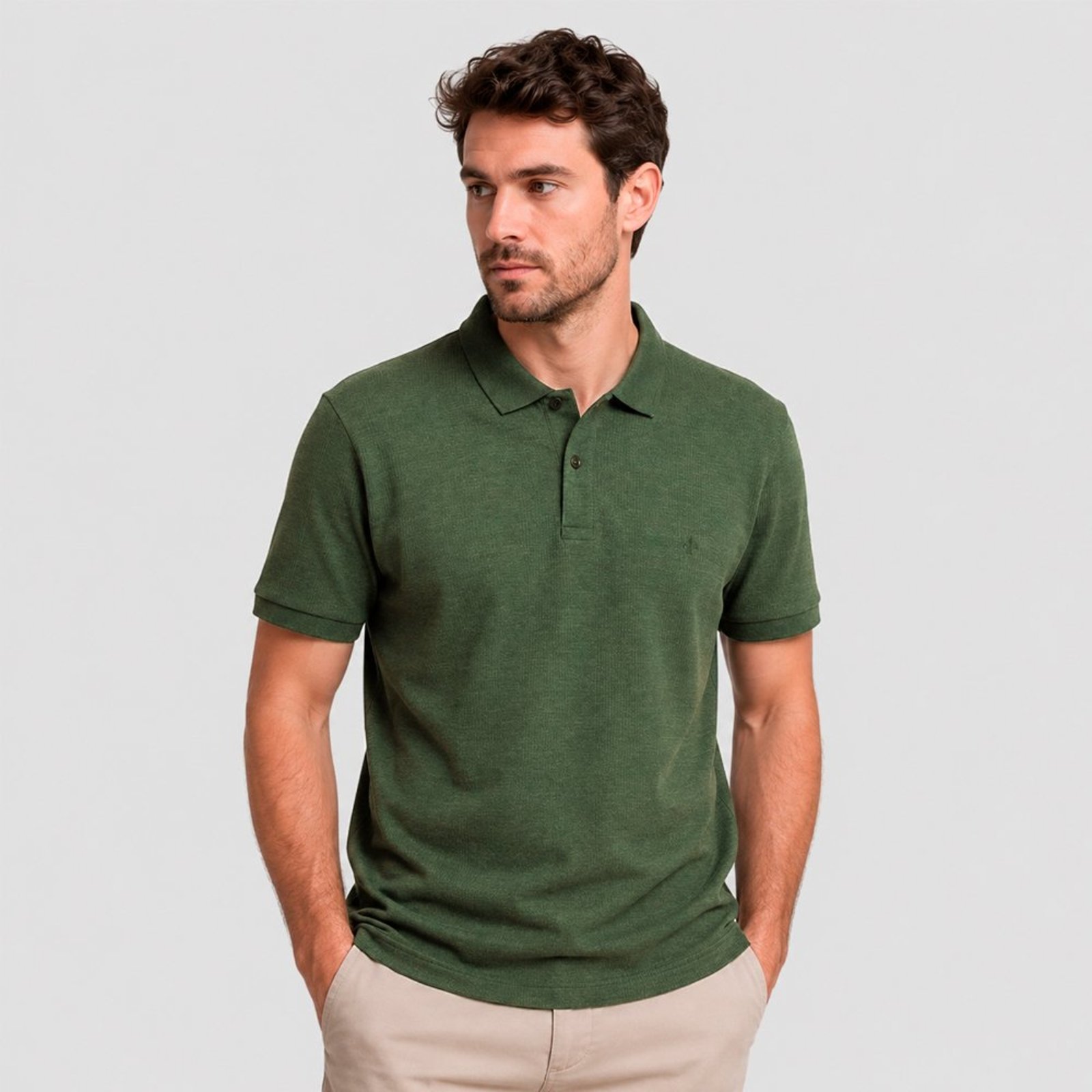 Camisa Polo Dudalina Malha Tricot Pr27 Verde Masculino