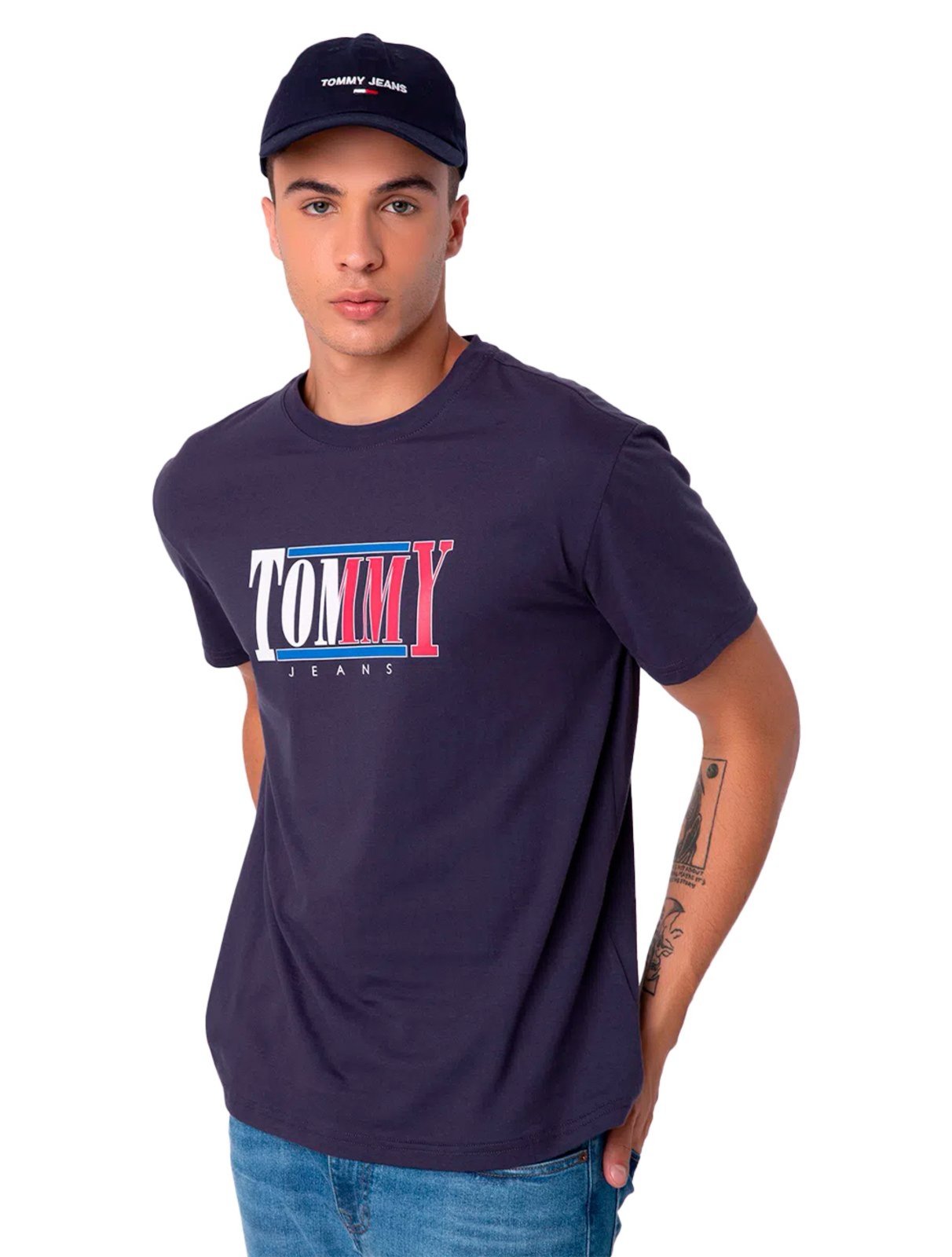 Vista 2 Camiseta Tommy Jeans Masculina RWB Centered Logo azul marinho Tommy Jeans azul marinho