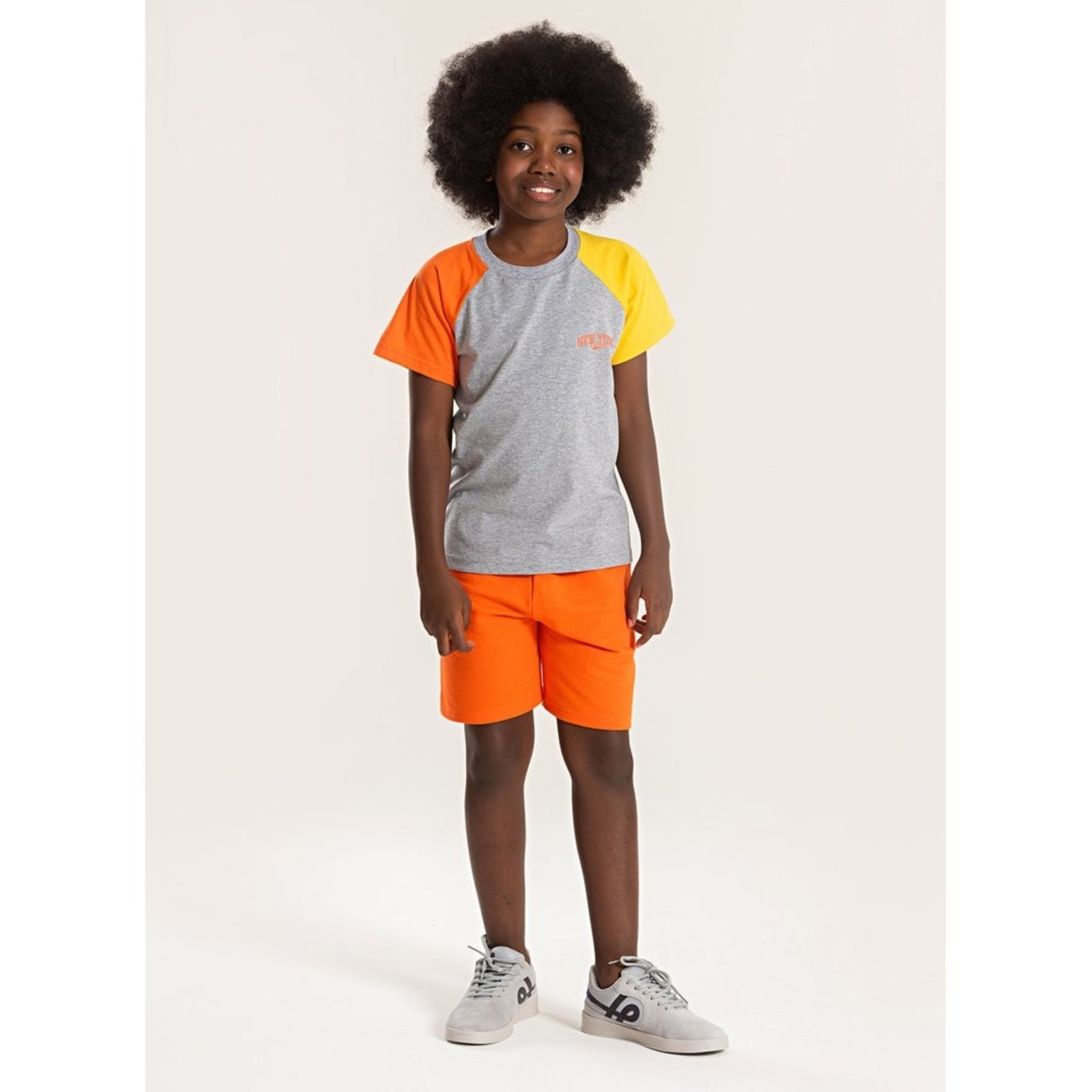 Infantil – Conjunto Verão Menino Mescla Camiseta Raglan e Bermuda New York