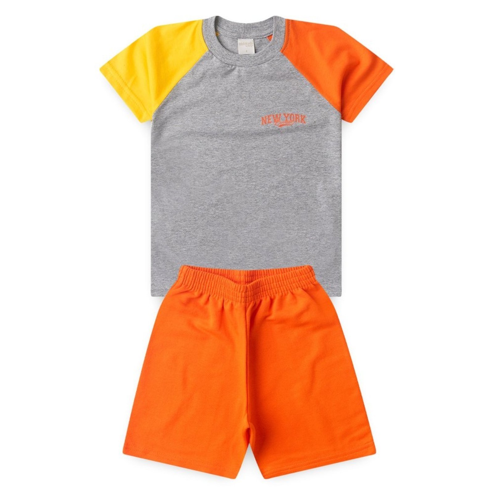 Vista 3 Infantil - Conjunto Verão Menino Mescla Camiseta Raglan e Bermuda New York Molekada cinza Molekada cinza