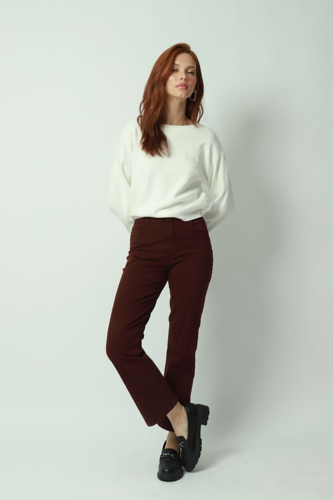 Calça Sarja Cropped Bordô 36 Gazzy