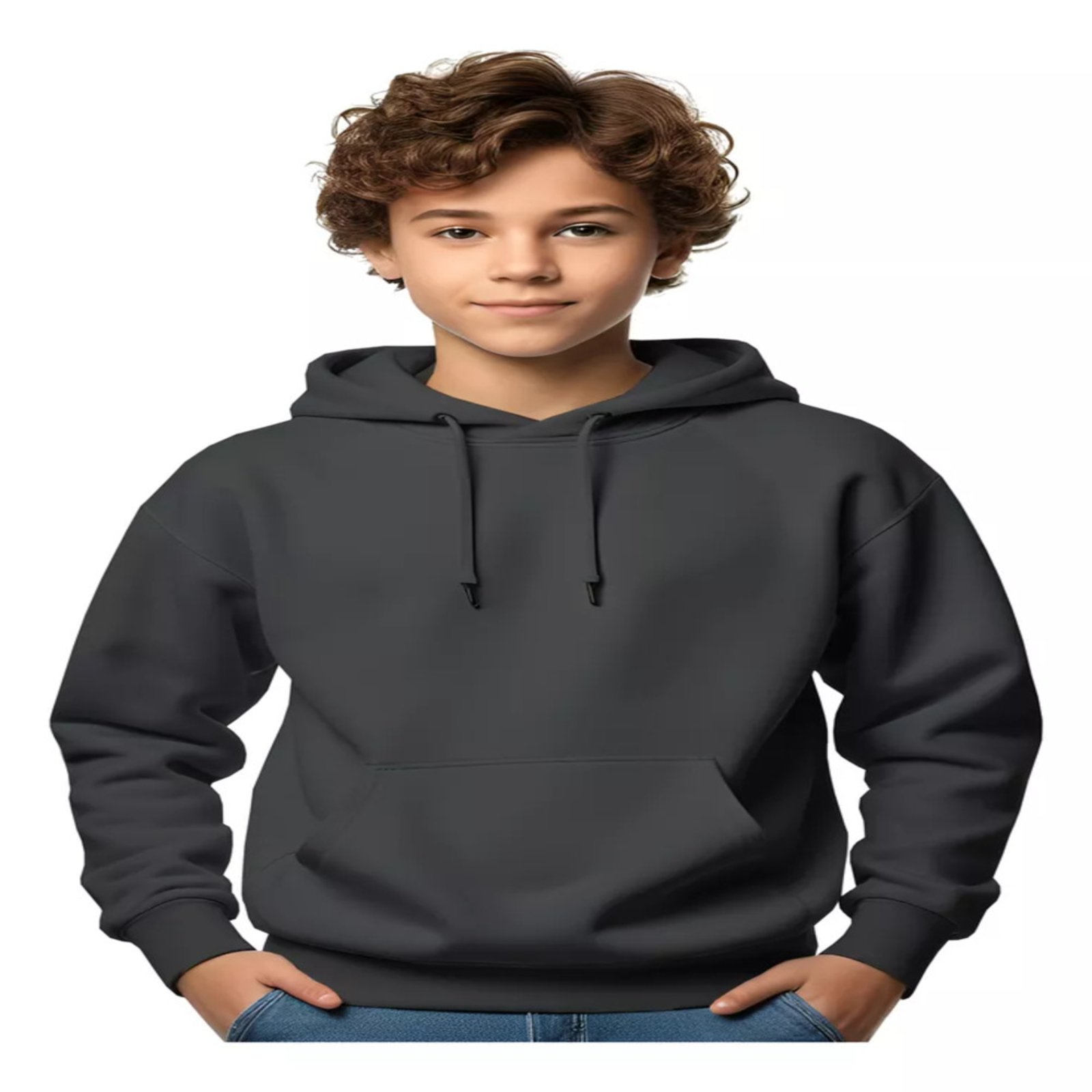 Blusa Moletom Liso Com Capuz E Bolso Canguru Preto