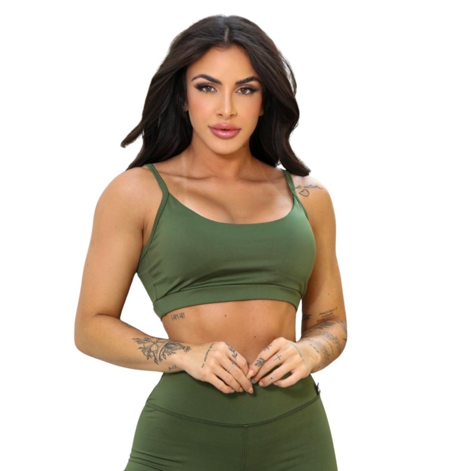 Top Alça Básico em Suplex Fitness Feminino Confortável para Treino e Academia Verde