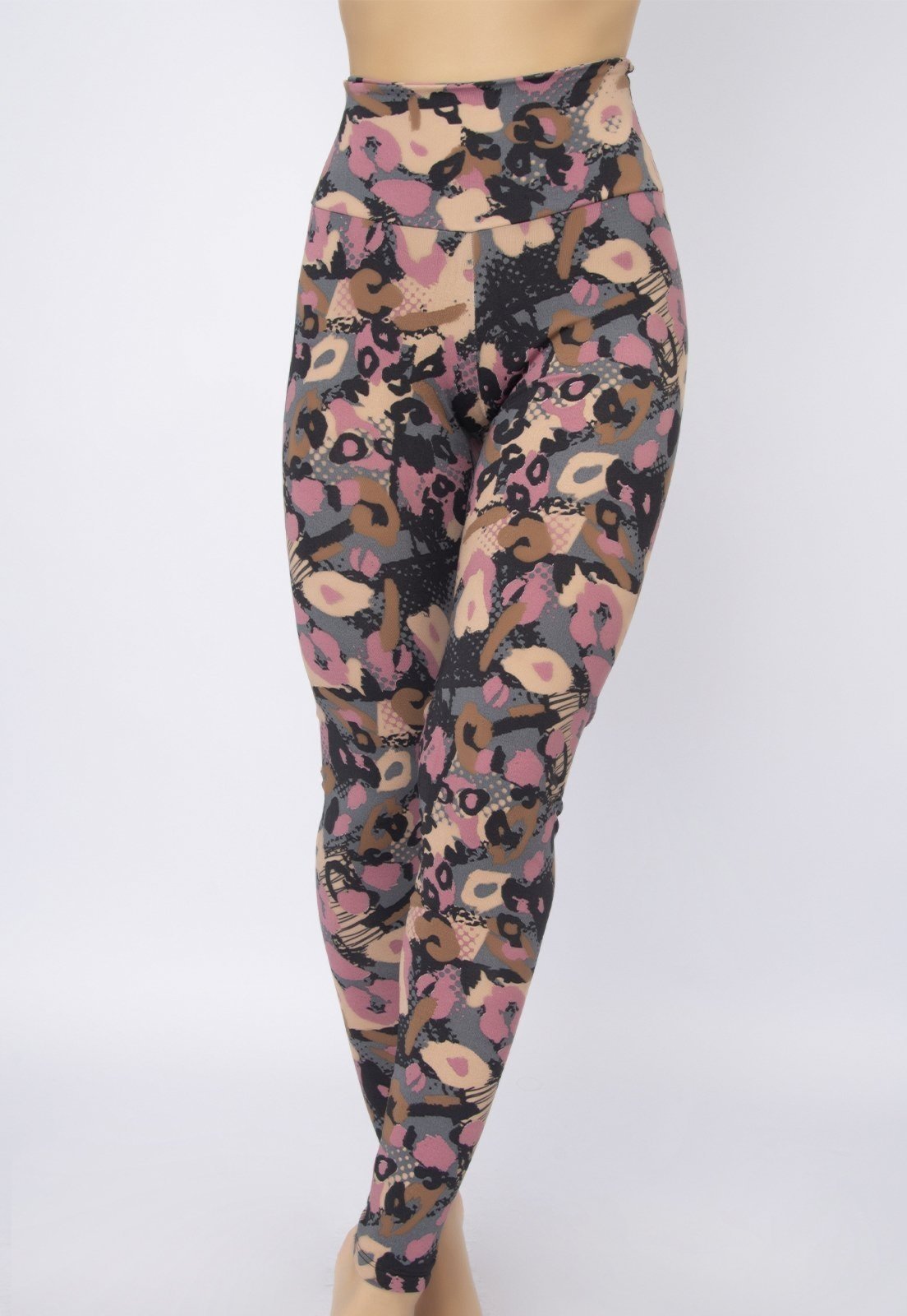 Calça Legging Bella Fiore Modas Suplex Cós Alto Lisa Estampas Multicoloridas