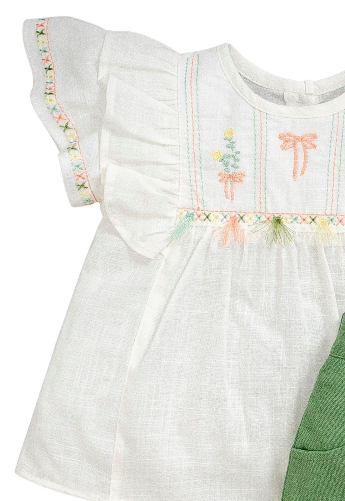 Vista 3 Infantil - Conjunto Menina Shorts Anjos Baby Off-white off-white white Anjos Baby off-white white