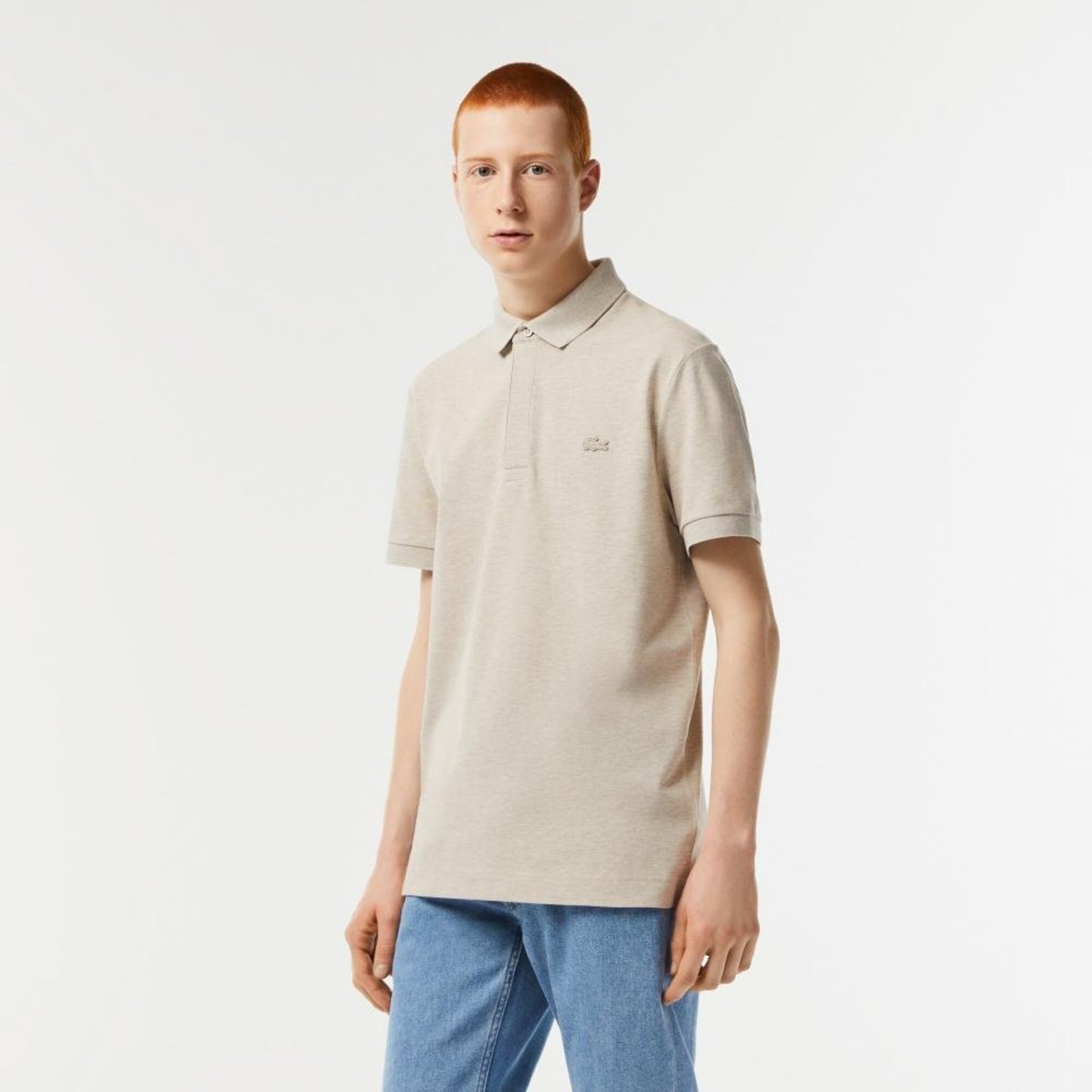 Polo Masculina Paris em Algodão Piqué com Stretch Cinza