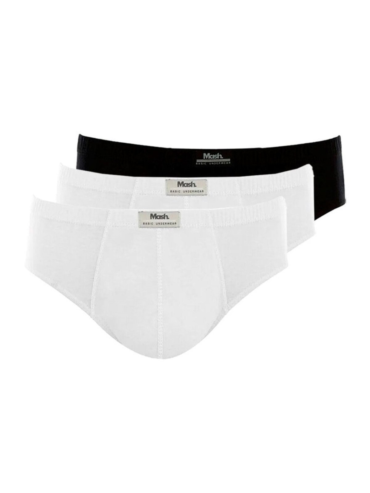 Kit com 3 Cuecas Slip Mash 074.58 Plus Size Branco