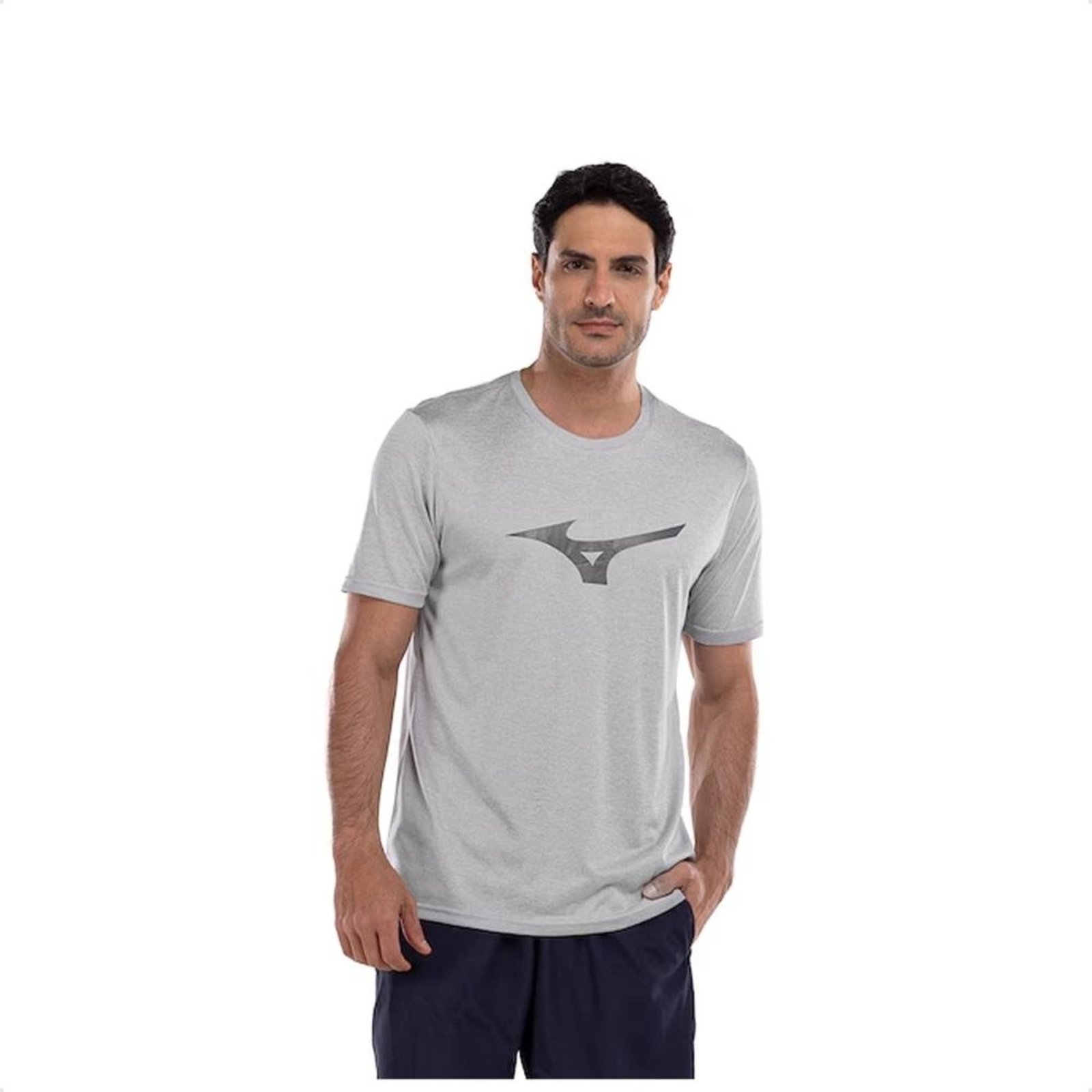 Camiseta Mizuno Treino Run Spark Mescla Masculina Cinza