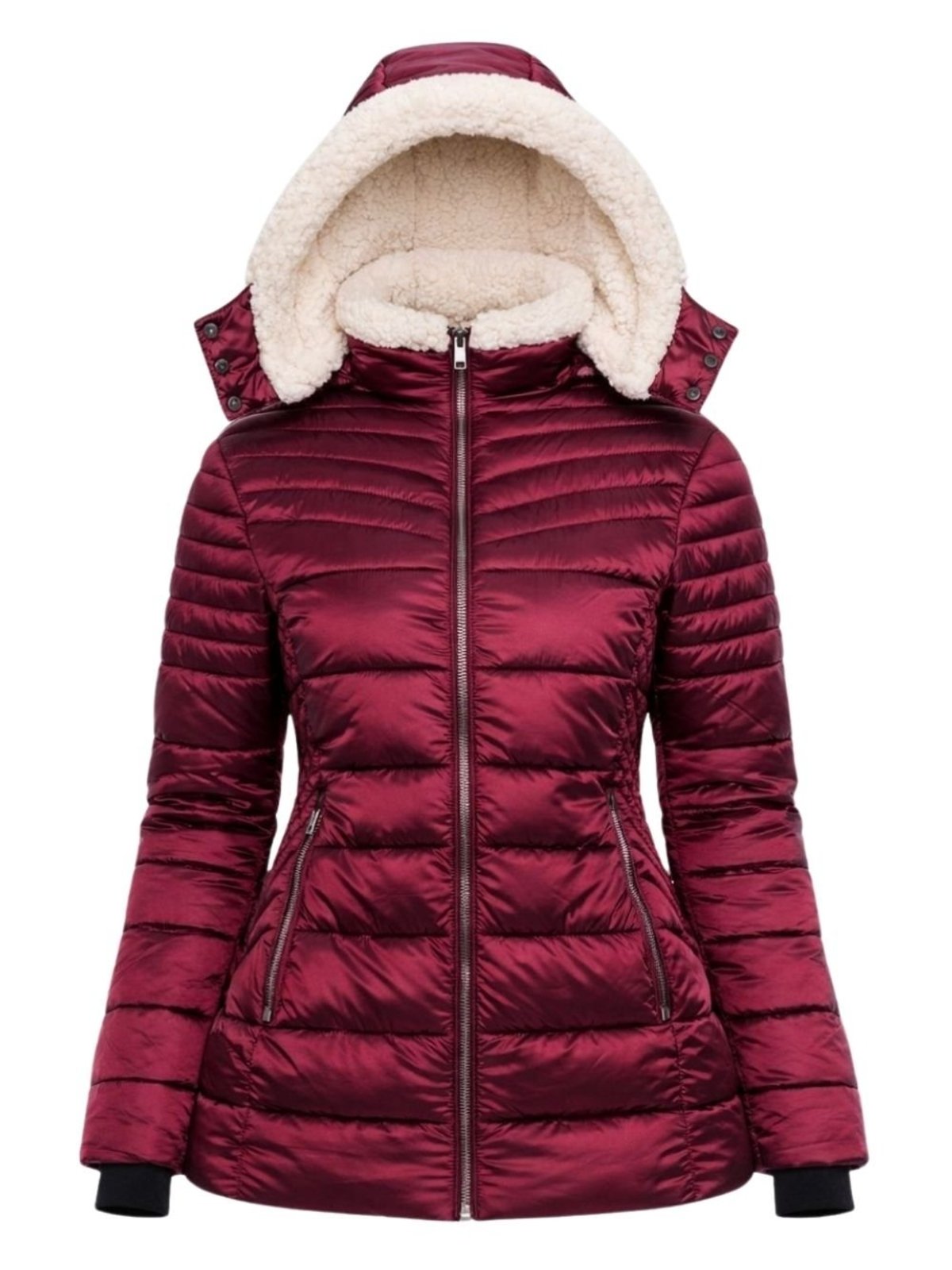 Jaqueta Feminina Puffer Metalizada com Capuz Removível Peluciado Crocker - 49015