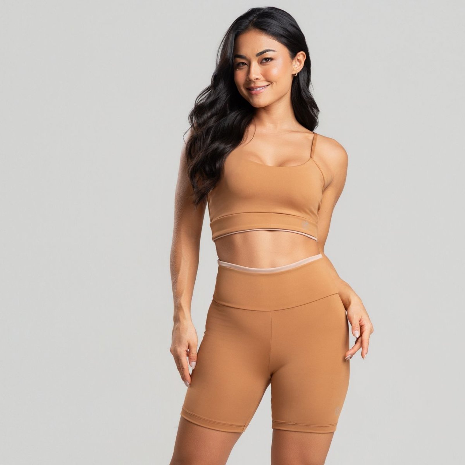 Conjunto Fit One Element Suplex Short e Top com bojo removível Capuccino