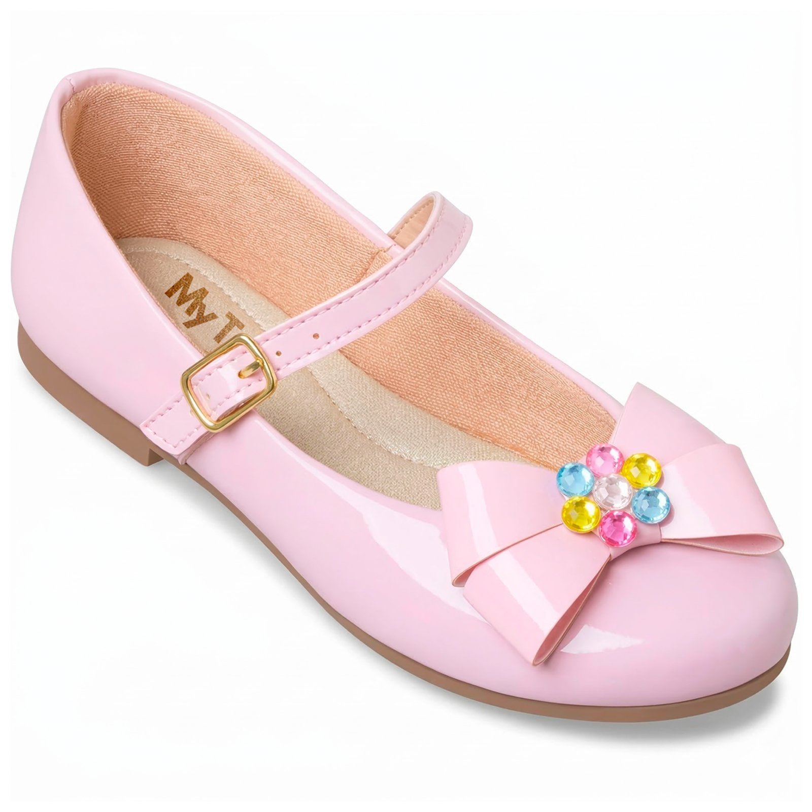 Infantil - Sapatilha Feminina Sapato Social Rosa Menina Laço Colorido