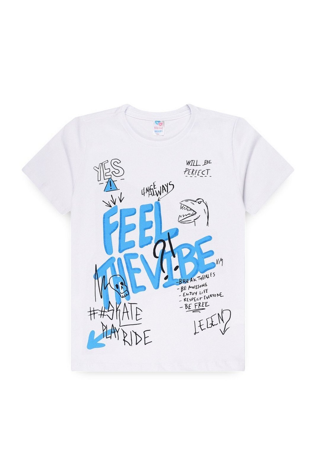 Infantil - Camiseta Meia Malha Juvenil Masculina Feel The Vibe