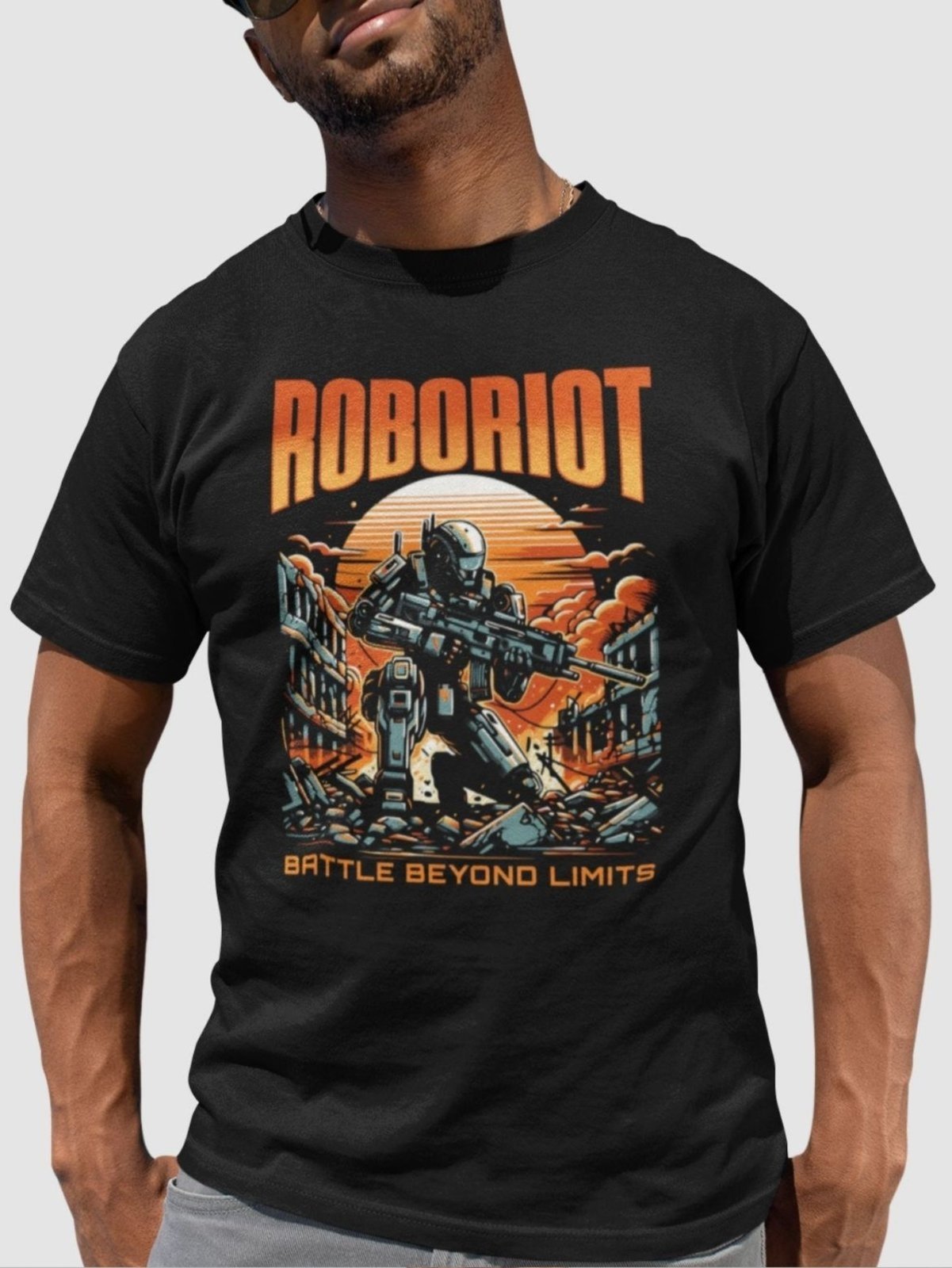 Camiseta Básica Masculina GuGi Roboriot Scifi Revolução Das Maquinas Exterminador Do Futuro Preto