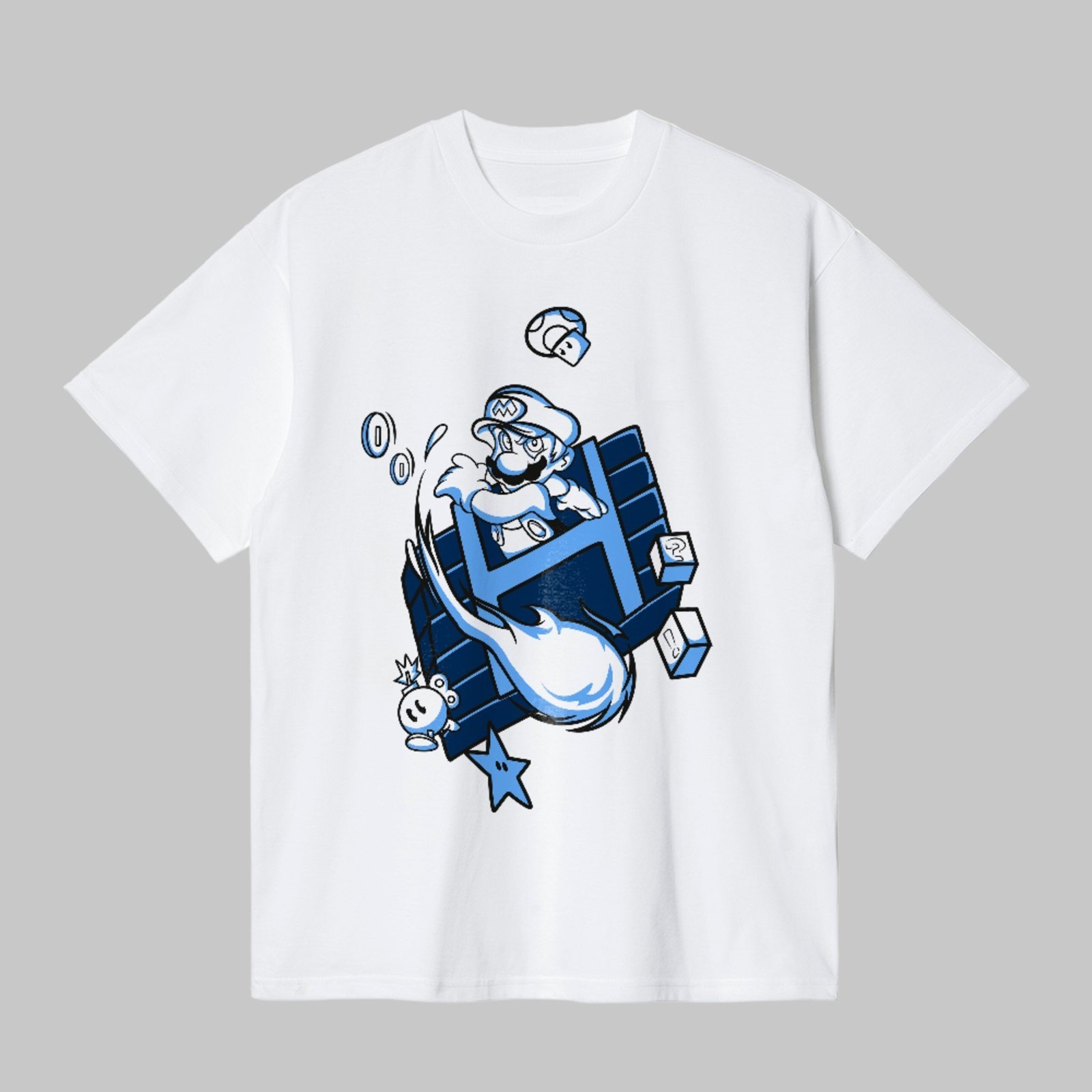 Camiseta Básica Aventura Gamer Clássica Super Mario Bros Nintendo Unissex Branco