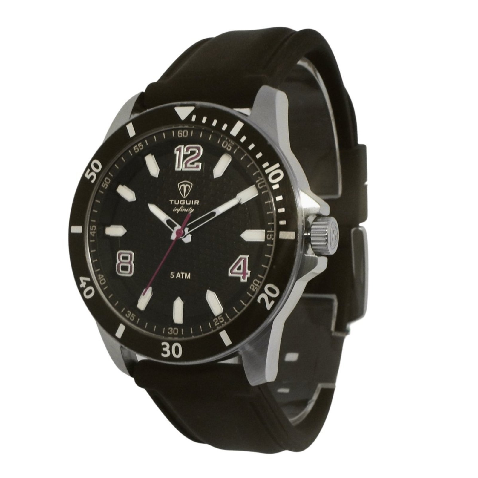 Relógio Masculino de Aço Tuguir Analógico Infinity 9169B Prata e Preto e Vermelho