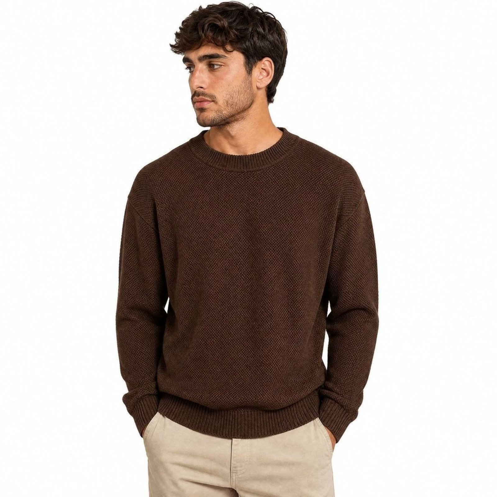 Suéter Tricot Sallo Slim Marrom 0012 - Marrom - Sallo