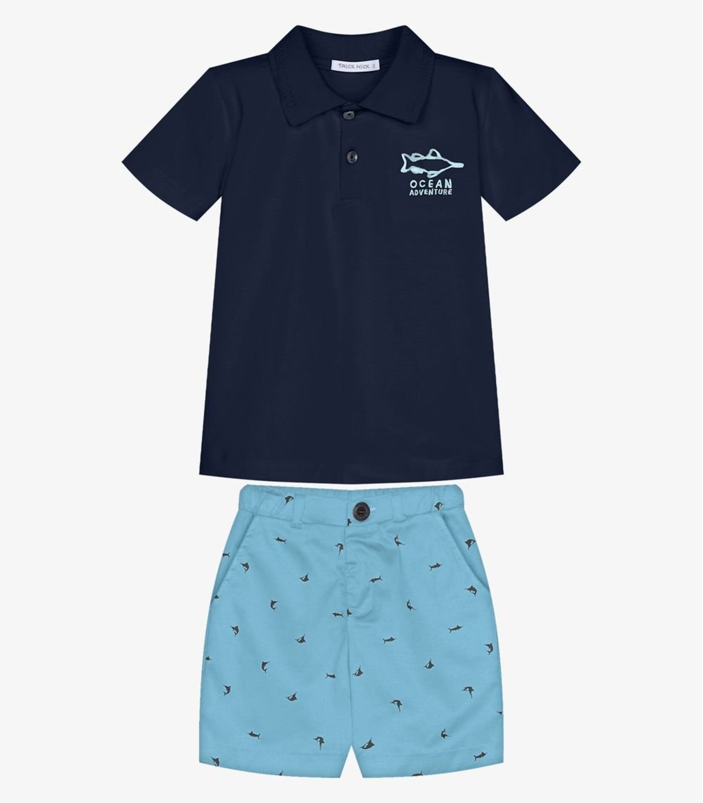 Infantil - Conjunto Polo Com Bermuda Trick Nick Azul