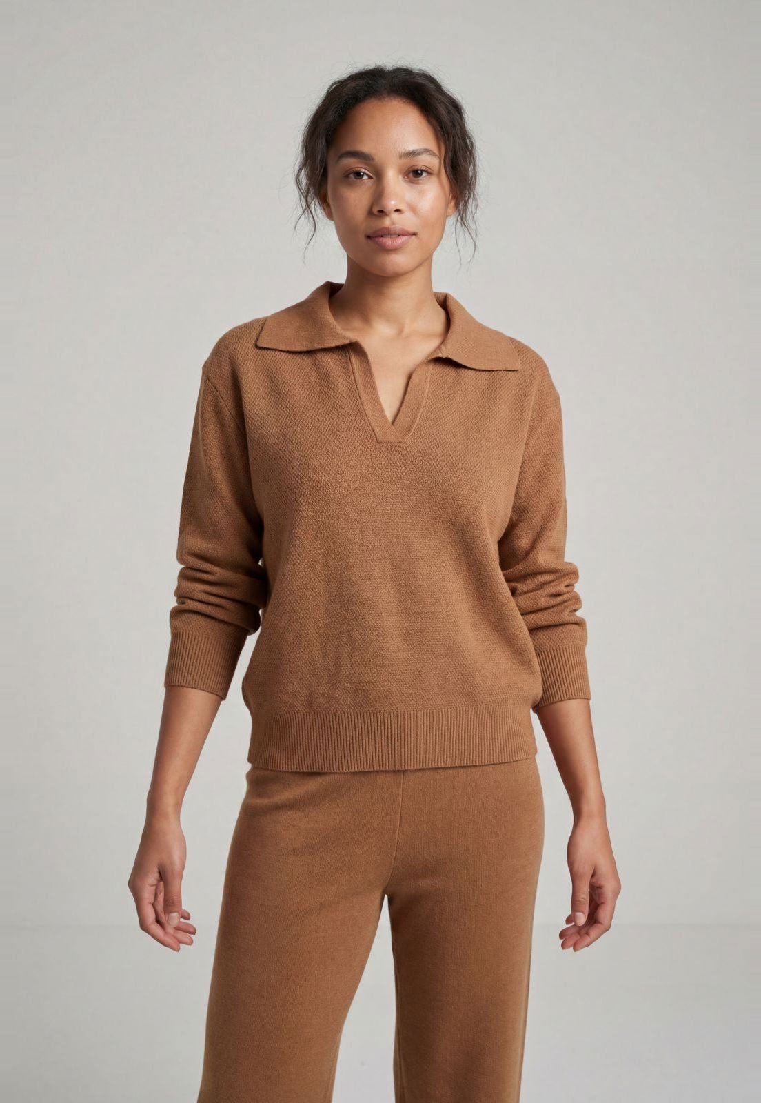 Blusa Feminina Facinelli Gola Polo Caramelo
