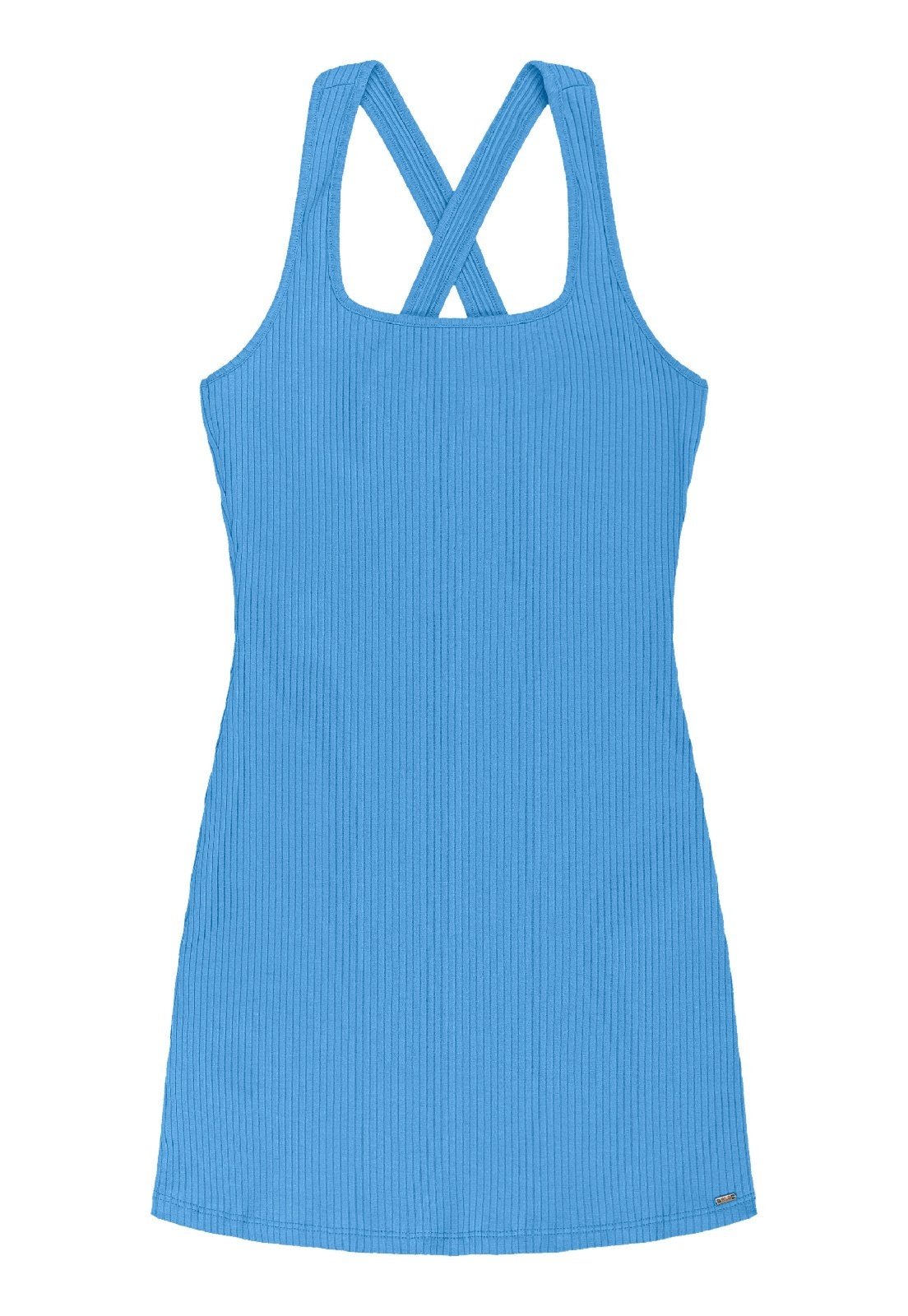 Vista 3 Infantil - Vestido Juvenil em Ribana Canelada Gloss azul Gloss azul