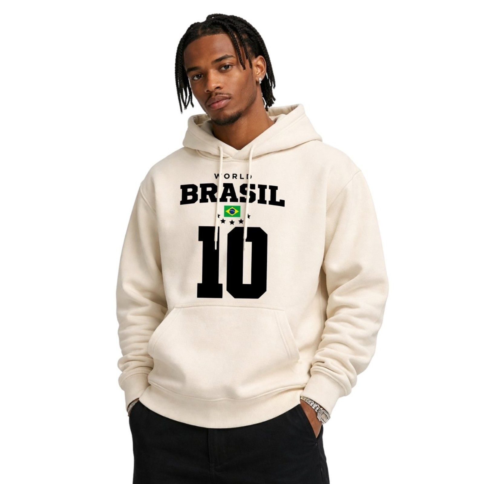Casaco de Frio Blusa Moletom Estampado Bolso Canguru BR