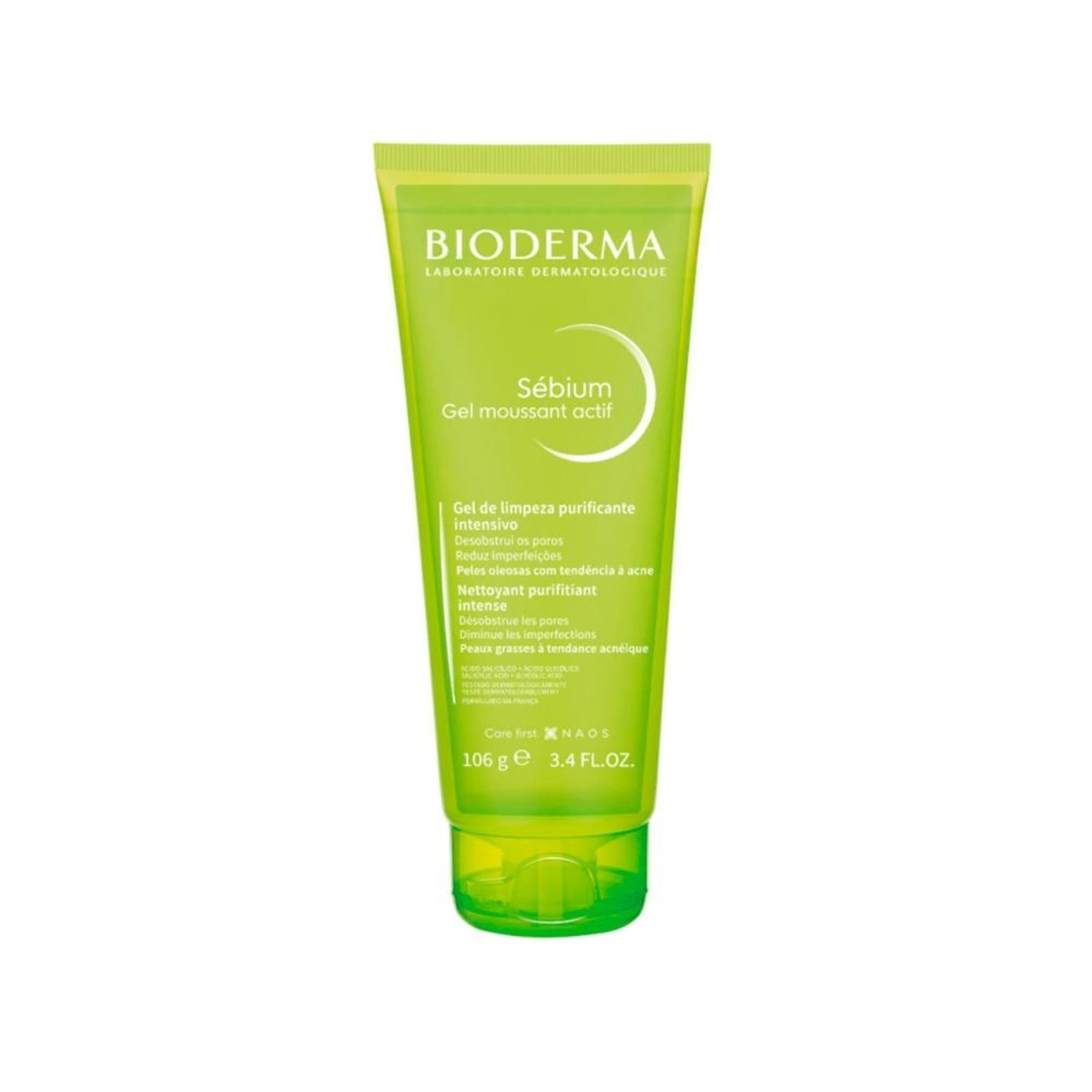 Vista 2 Bioderma Sébium Moussant Actif Gel de Limpeza Facial 100ml incolor BIODERMA incolor