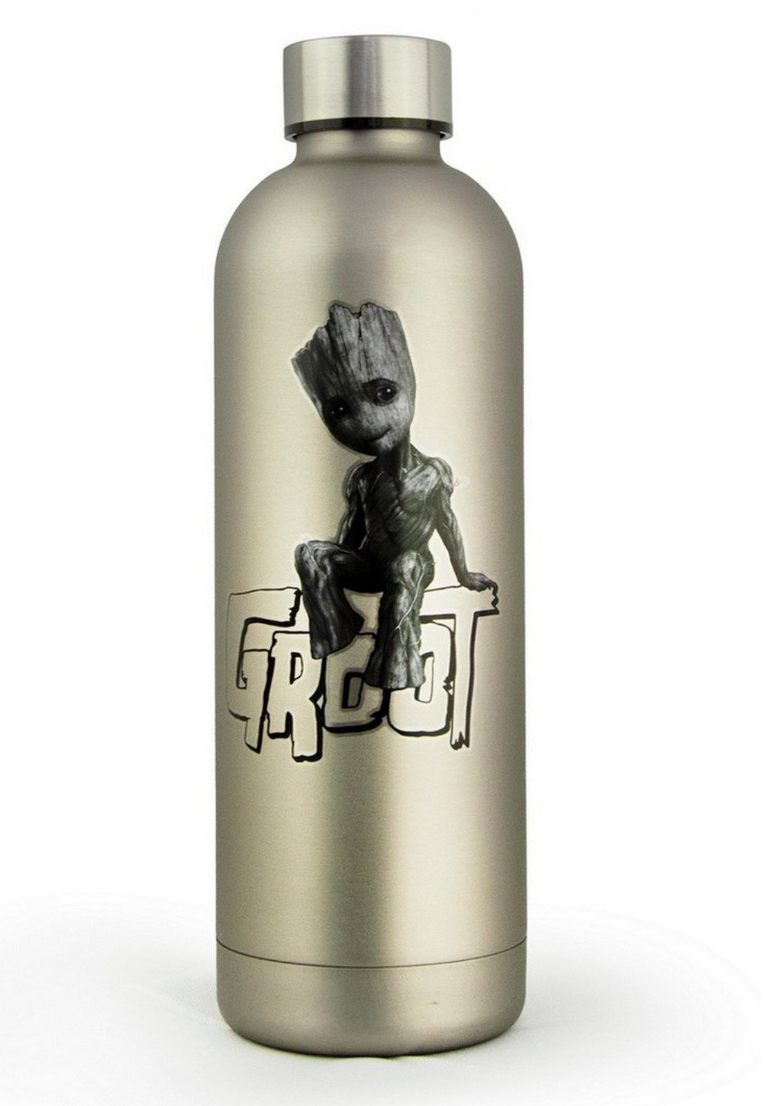 Vista 3 Garrafa Térmica Groot Marvel 750ml Aço Inoxidável Resistente dourado Marvel dourado