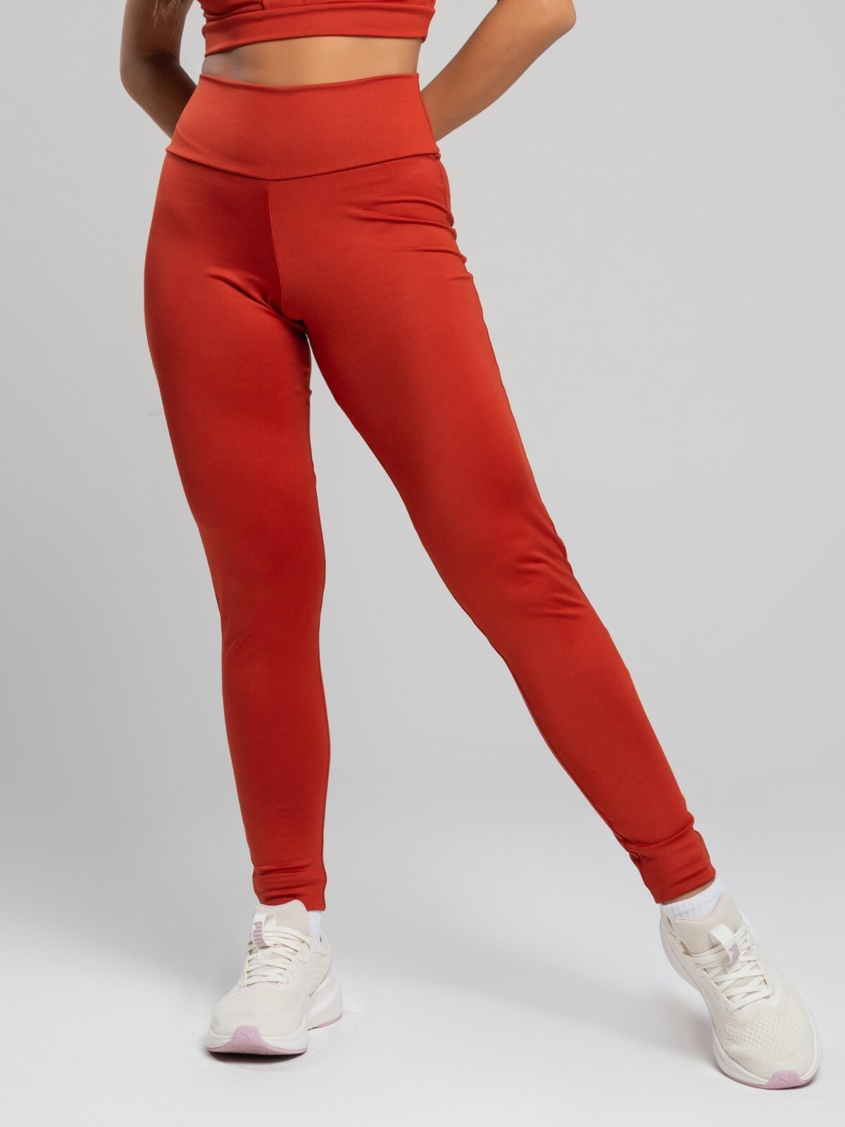 Calça Legging Suplex Cintura Alta Moda Fitness Feminina Treino Academia Terracota