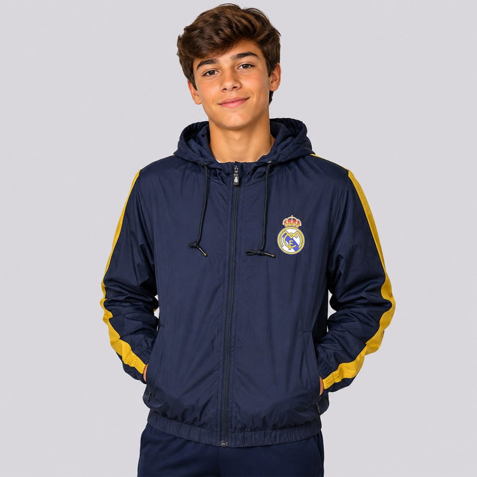 Jaqueta Real Madrid Corta Vento Juvenil Marinho