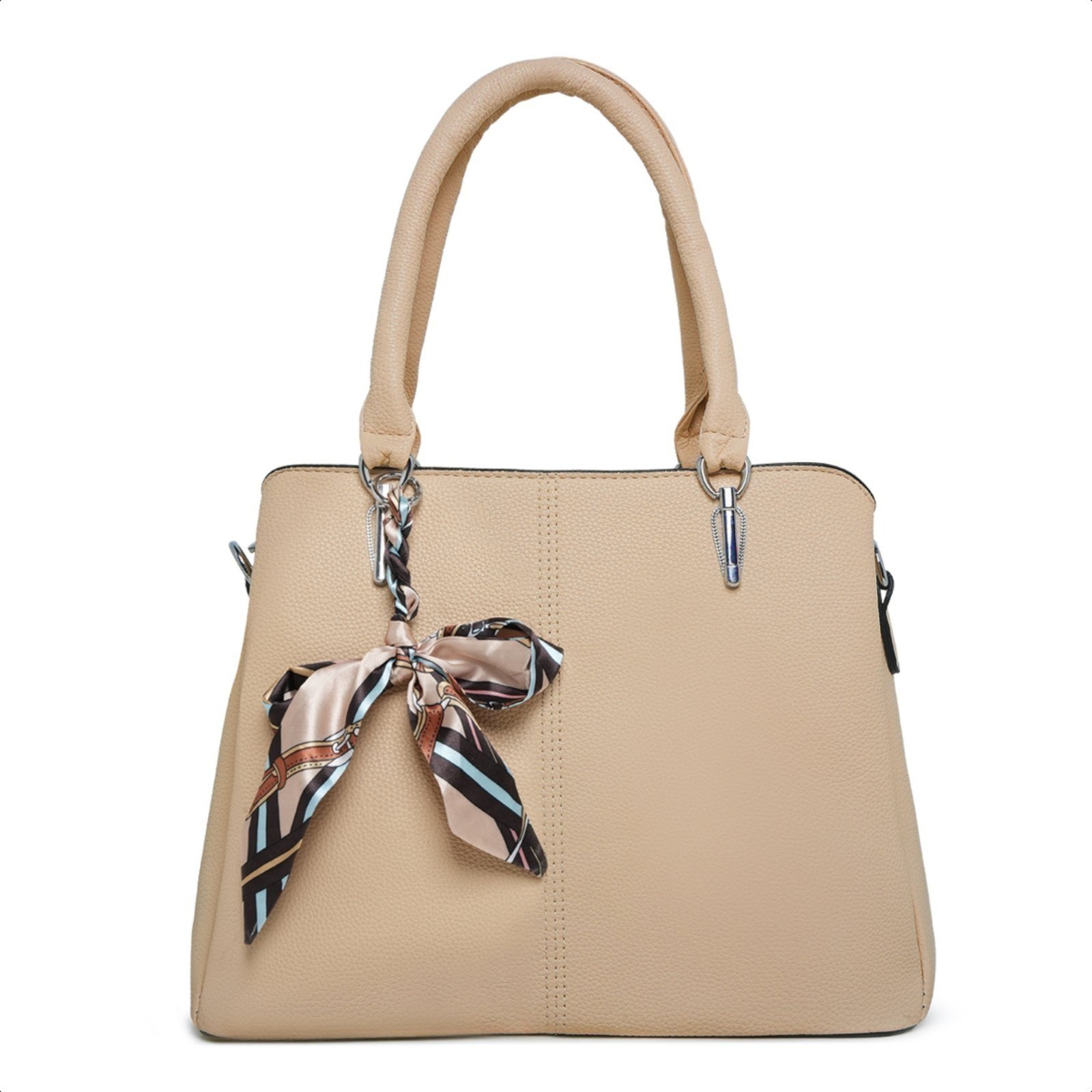 Bolsa Social Couro Feminina Moderna Alça De Ombro Luxuosa – Bege