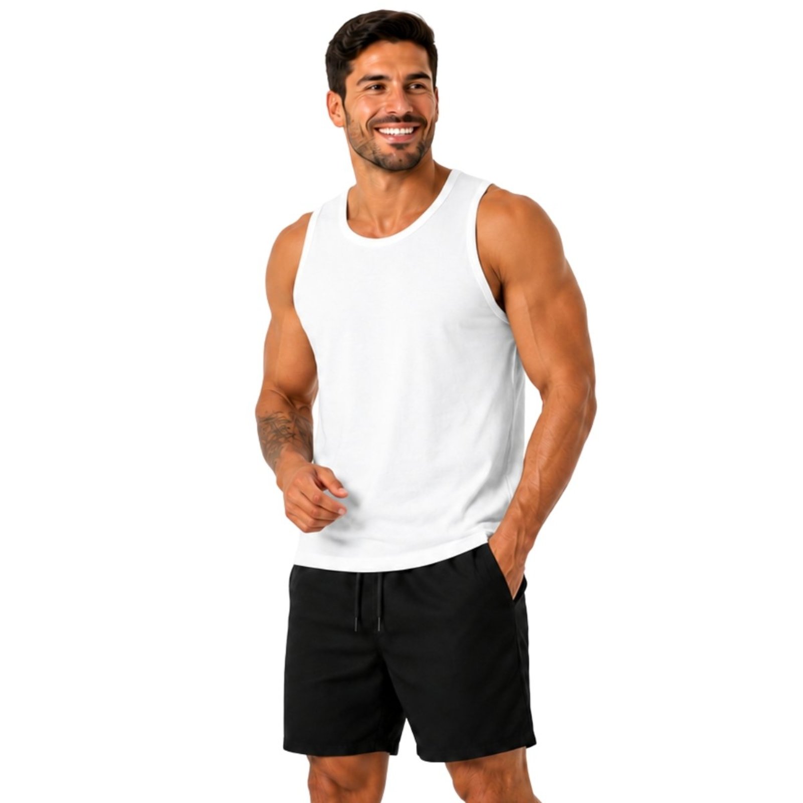 Conjunto Masculino Regata Algodão e Short Tactel Leve