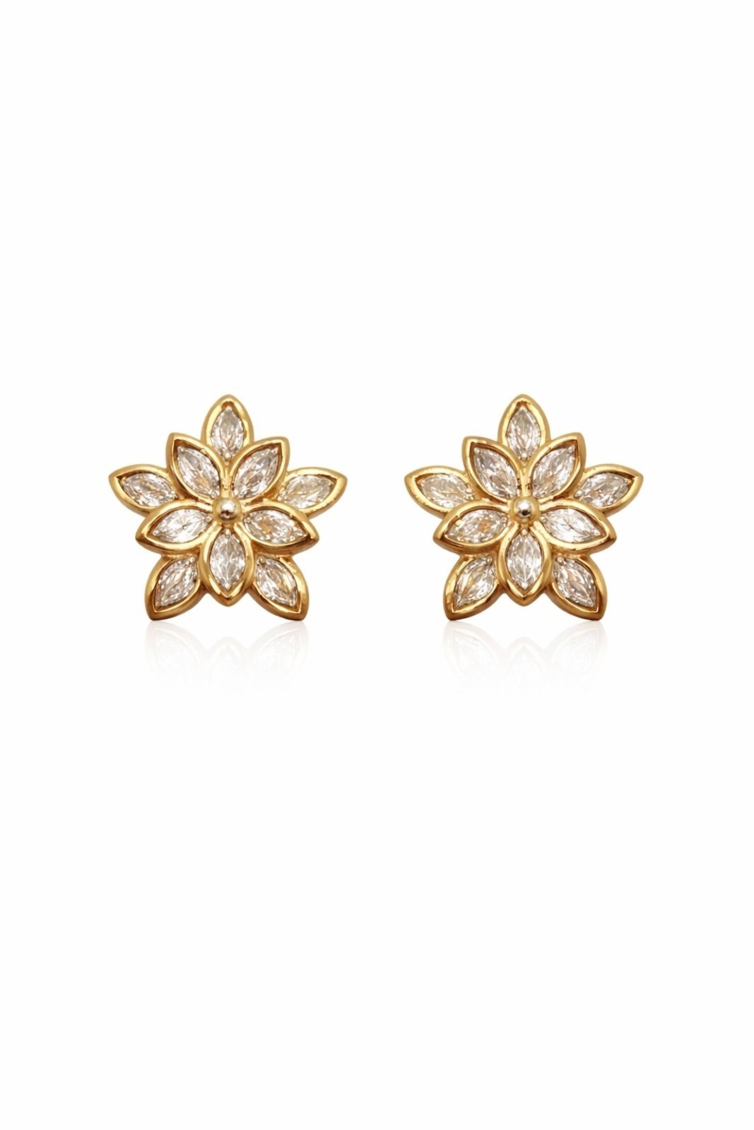 Vista 2 Brinco Flor Banhado a Ouro 18k Alexandra Michelassi Semijoias dourado