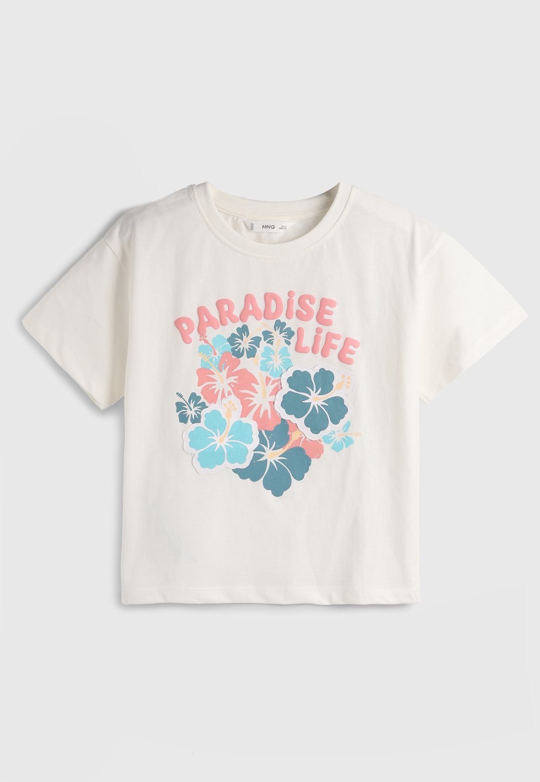 Infantil – Camiseta MANGO Floral Off-White