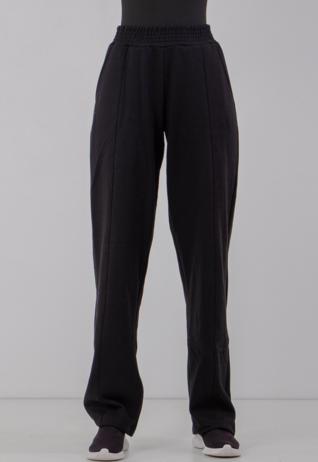 Calça Moletom Rioutlet Wide Leg Pantalona Preta