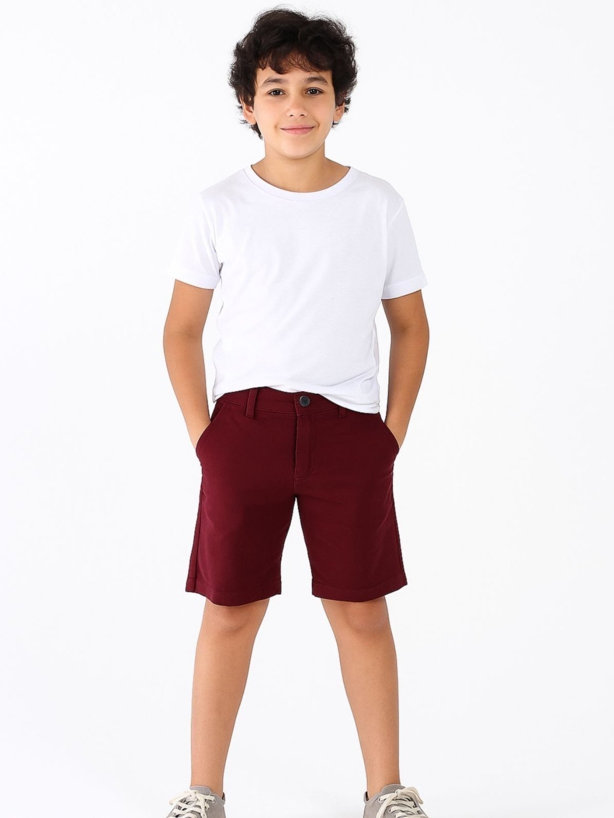 Infantil – Bermuda Alfaiataria Sarja Vinho Juvenil Masculina