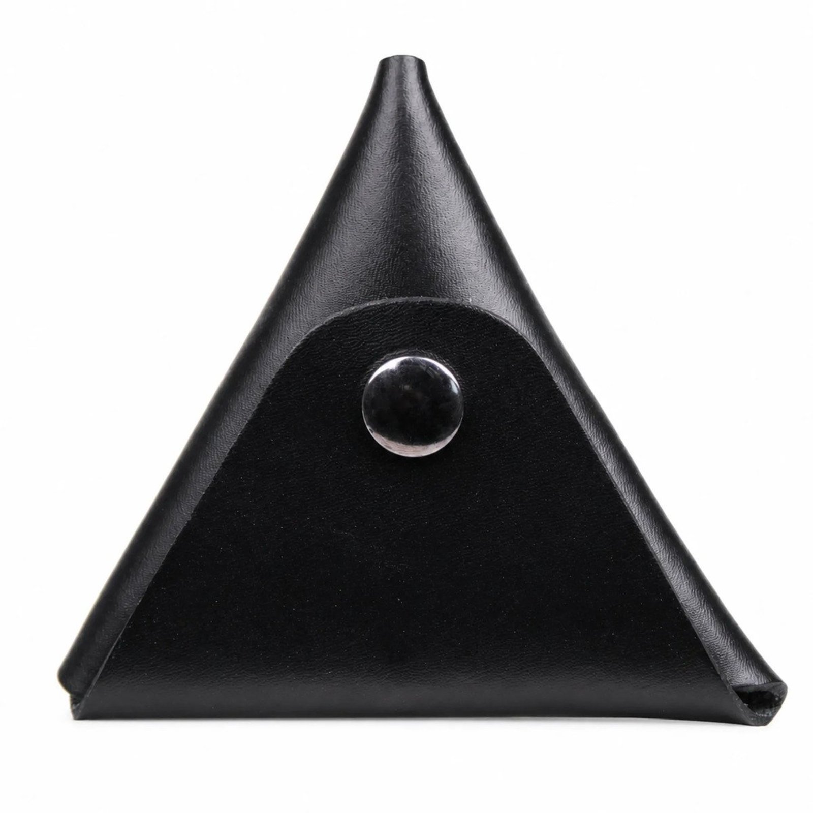 Porta Moedas Triangular em Couro com Botão Artlux 472 Preto