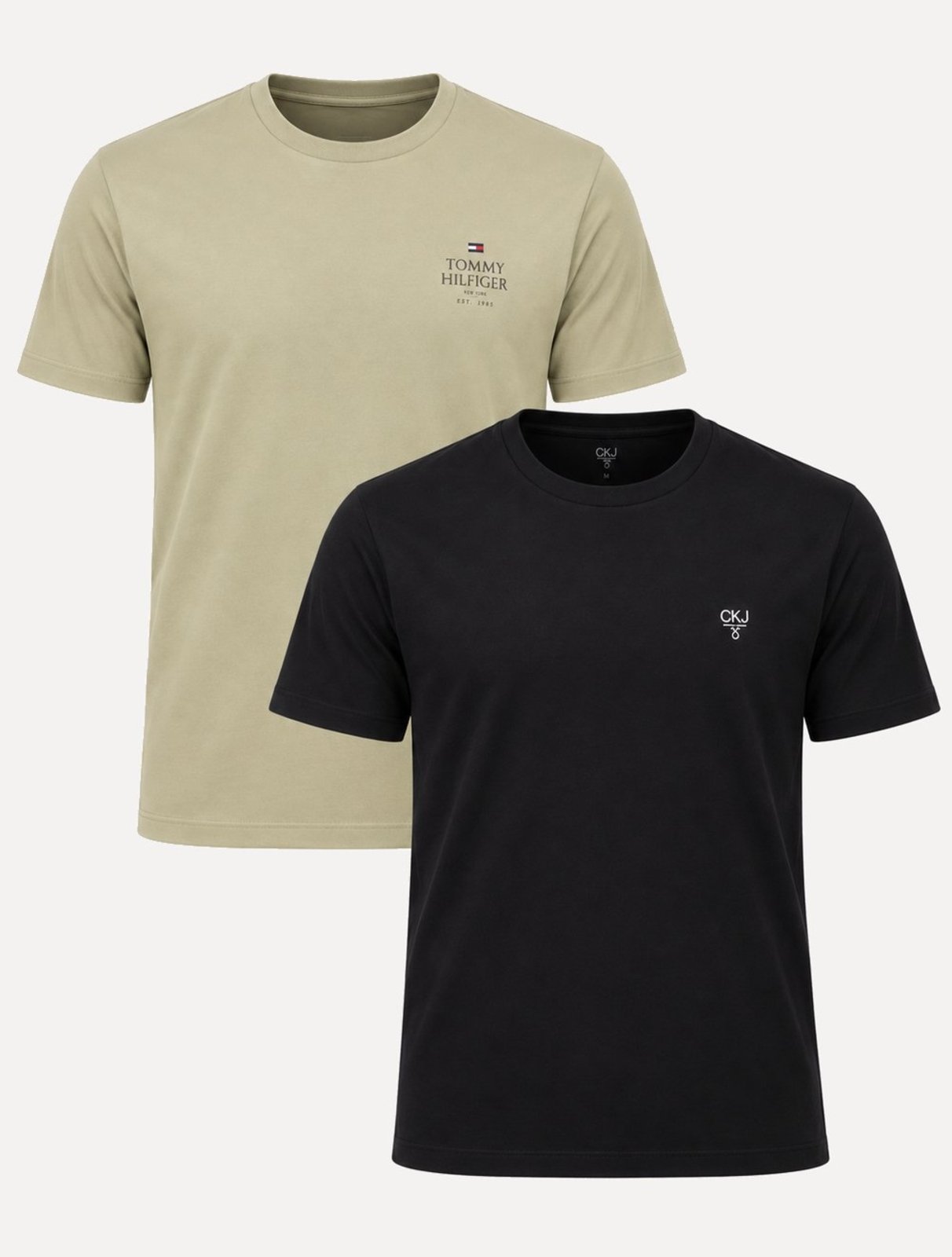 Kit Camisetas Tommy Hilfiger/Calvin Klein | Cáqui/Preta