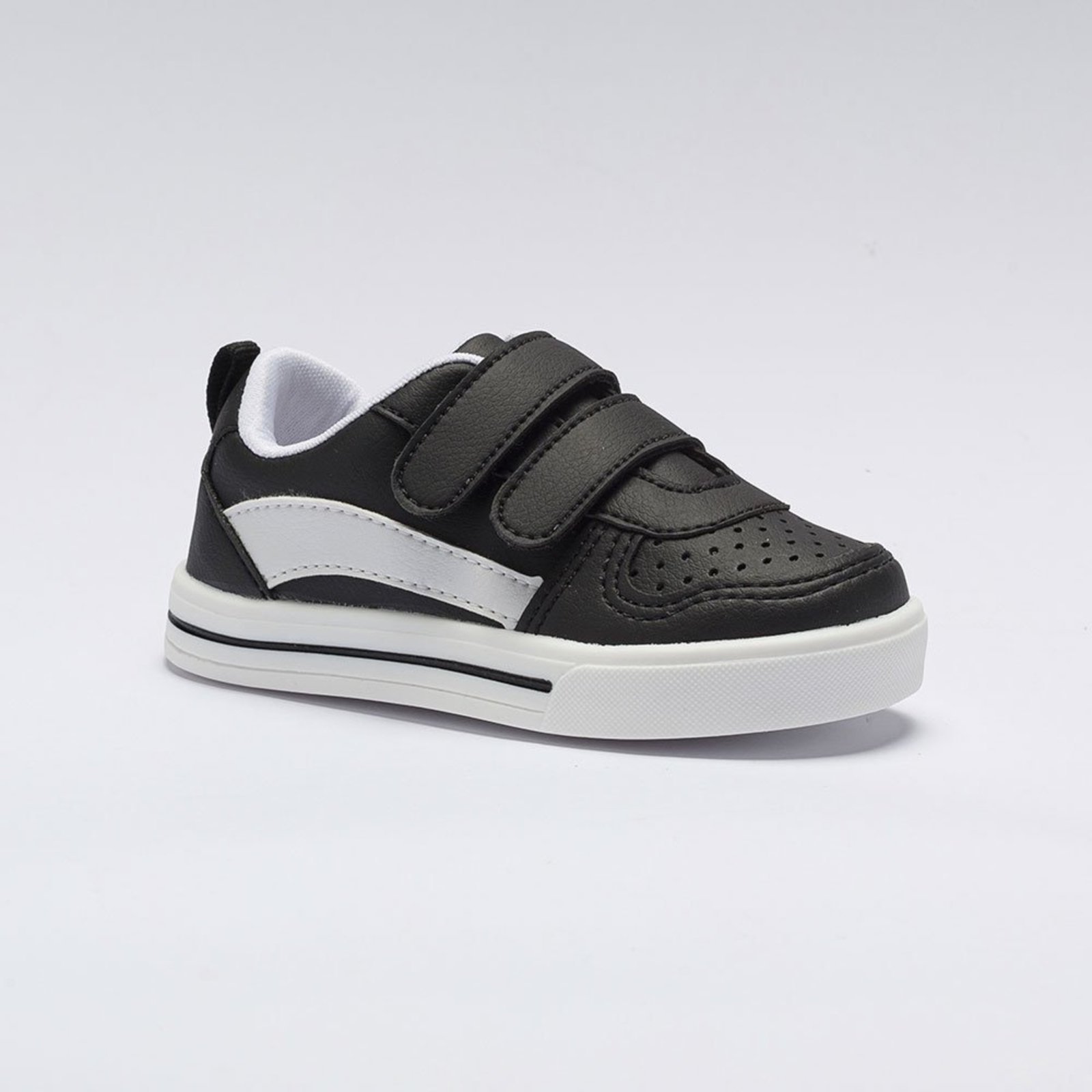 Infantil - Tênis Unisex Casual Calce-Fácil Preto Listra Branca
