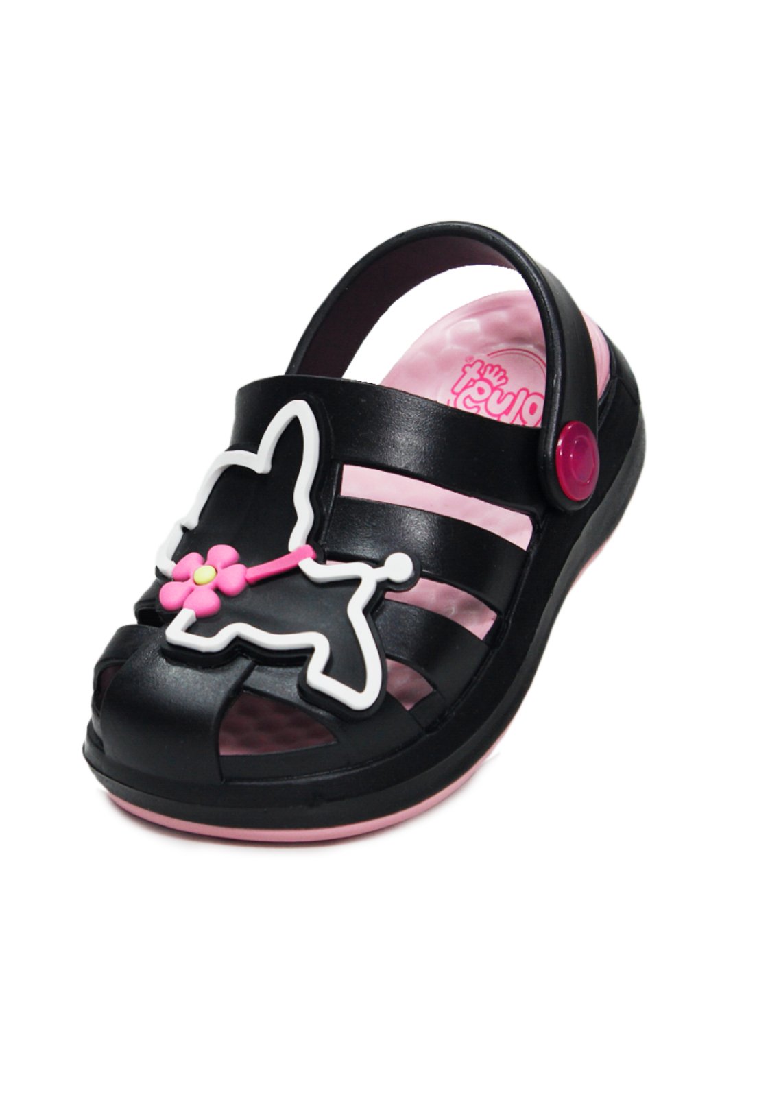 Infantil - Sandália Babuche Plugt Menina Pop Cachorrinha Preto