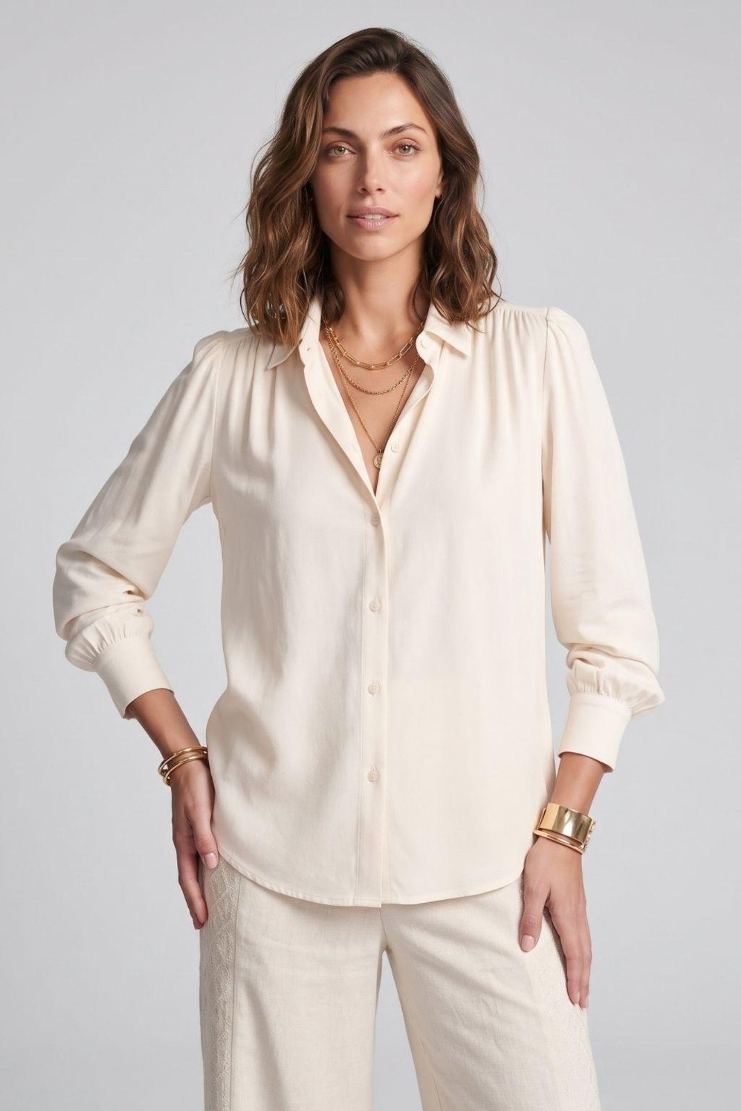 Camisa Manga Bufante Petit Trame Off White