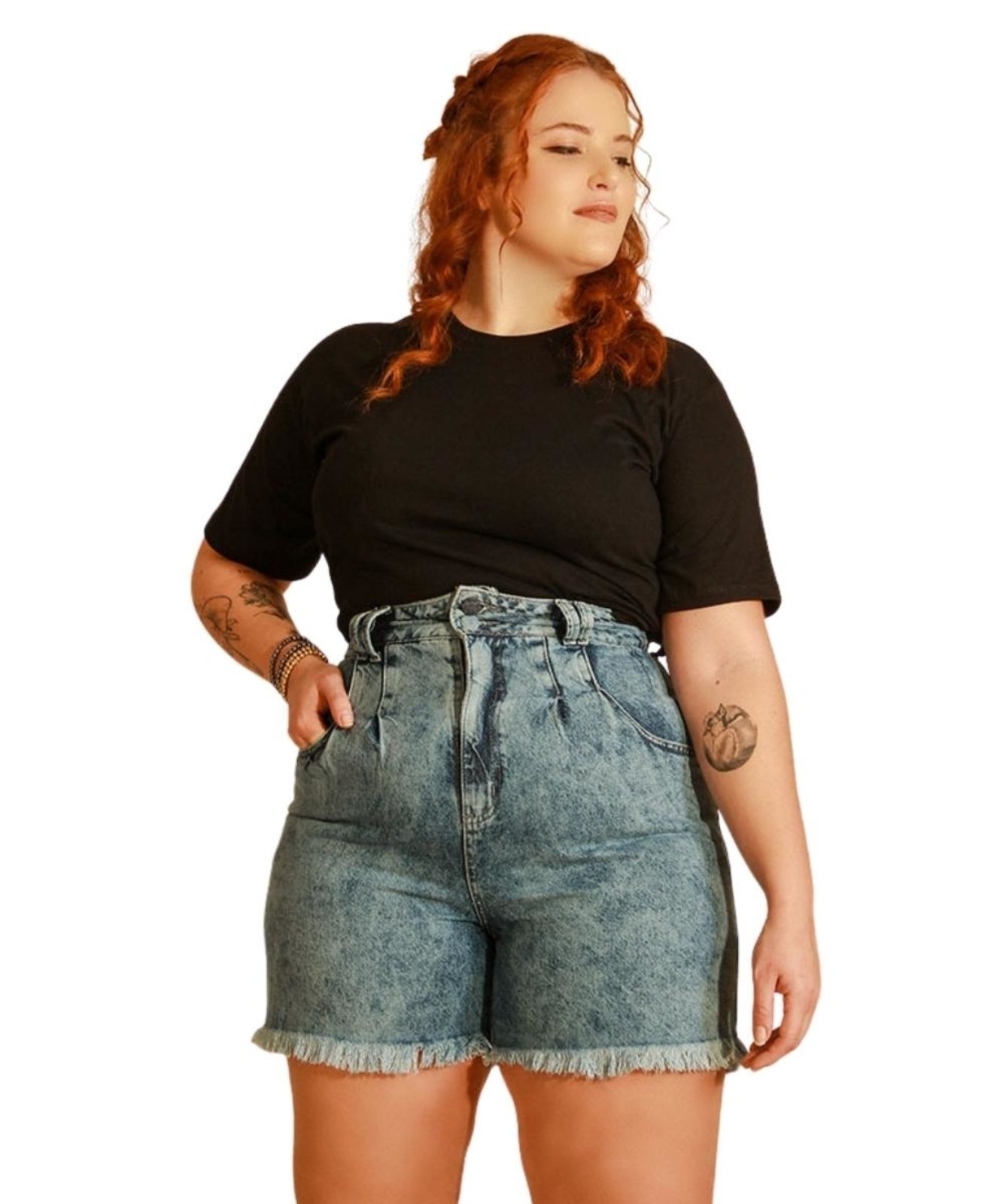 Shorts Feminino Jeans Plus Baggy Razon Jeans