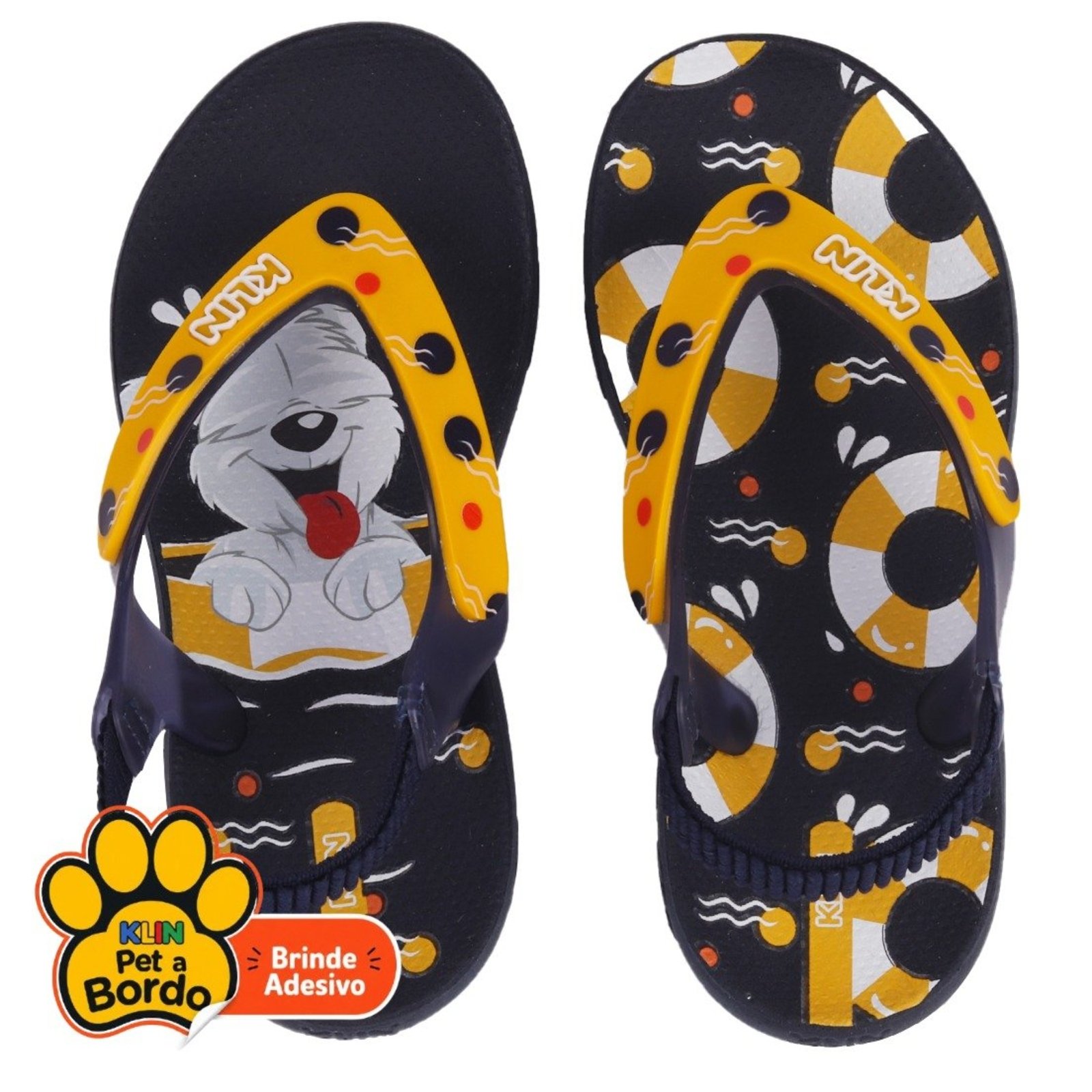 Infantil - Chinelo Menino Klin Com Elástico - Marinho