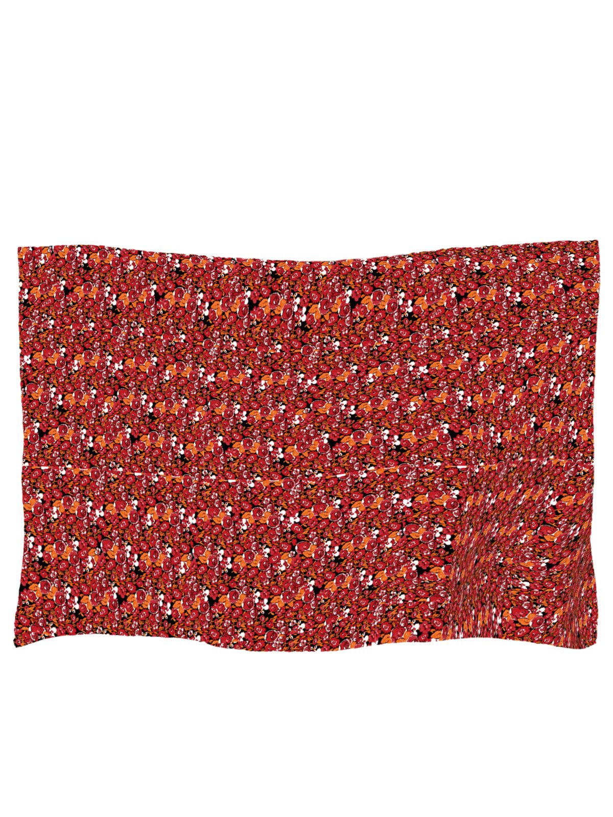 Canga Saída de Praia Crepe Semitranparente Florzinhas Vermelho Laranja Preto