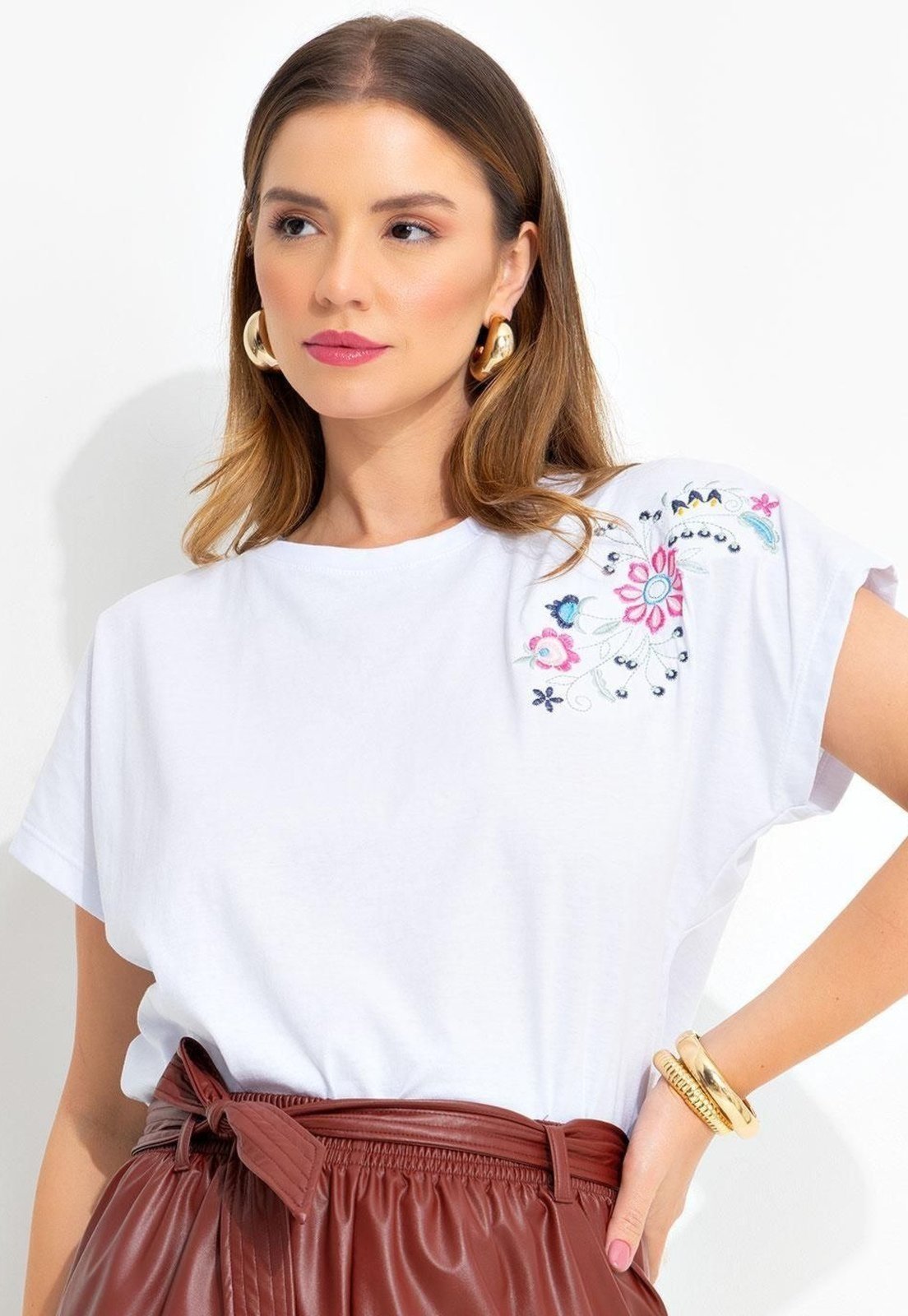 Blusa Em Malha De Algodão Branca Quintess