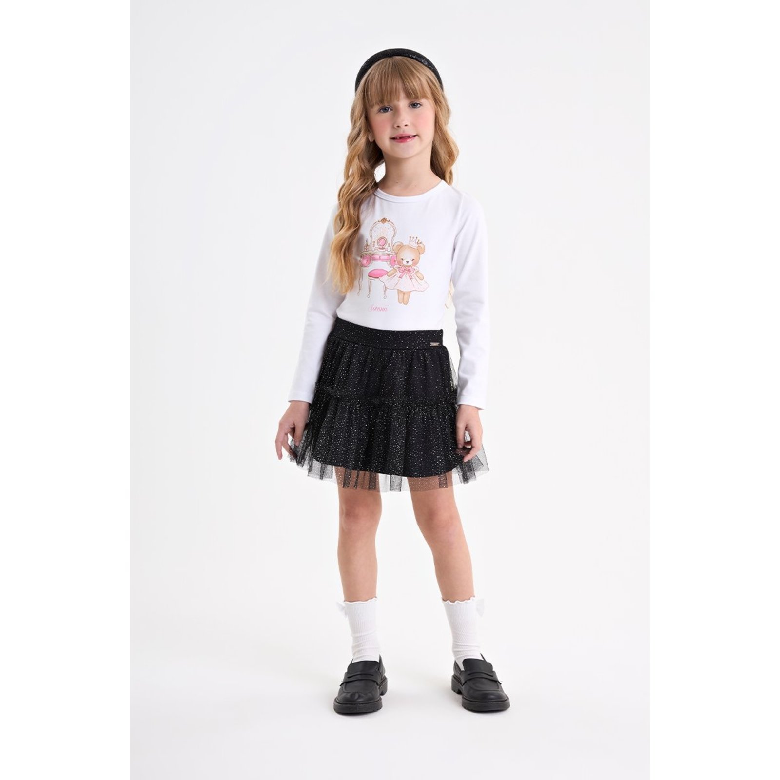 Infantil - Conjunto Feminino Blusa e Saia com Tule Shine